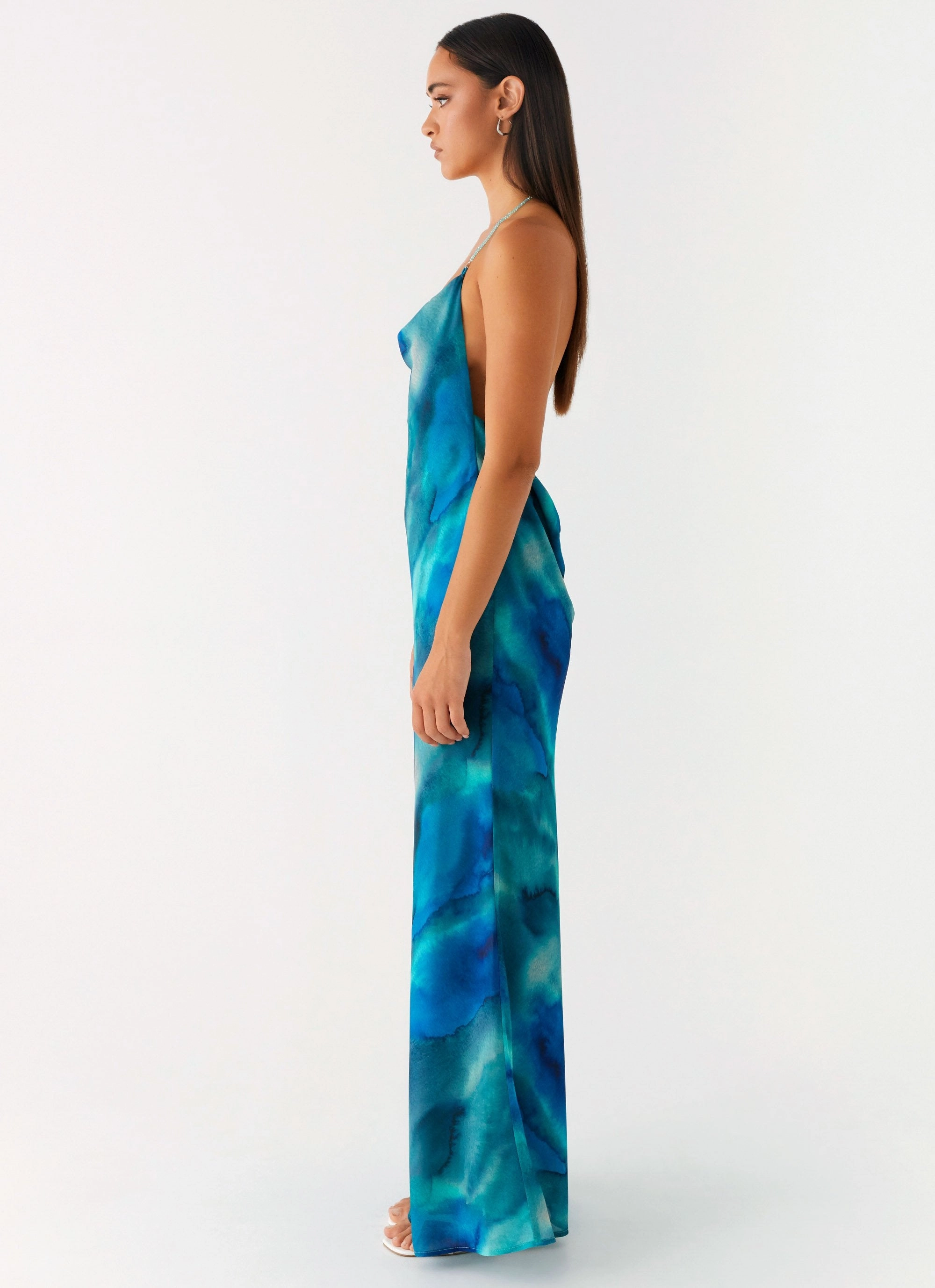 Journey Maxi Dress - Blue Tie Dye Sharp Detail