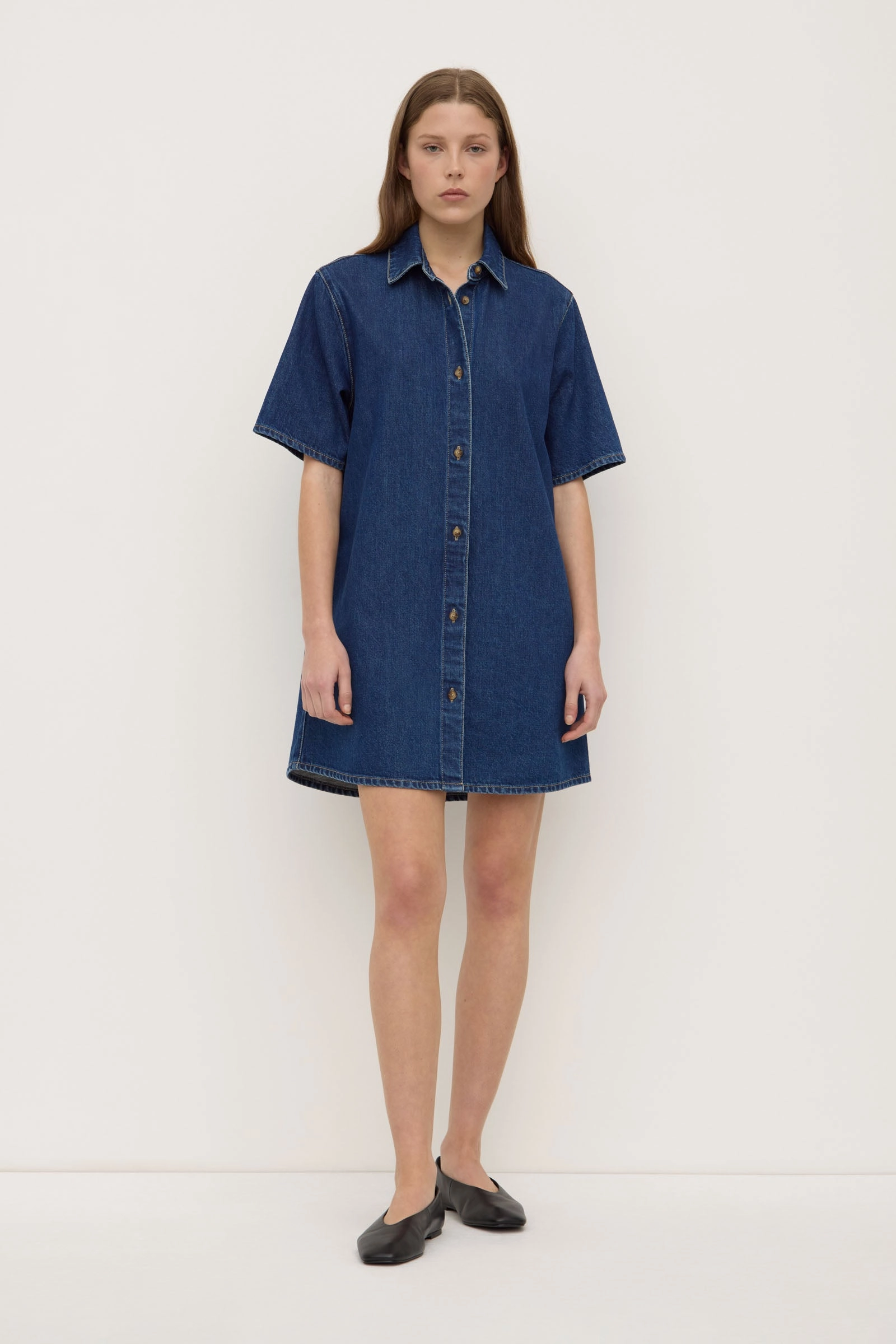 Neera Denim Mini Shirt Dress Street Mood Form Fit