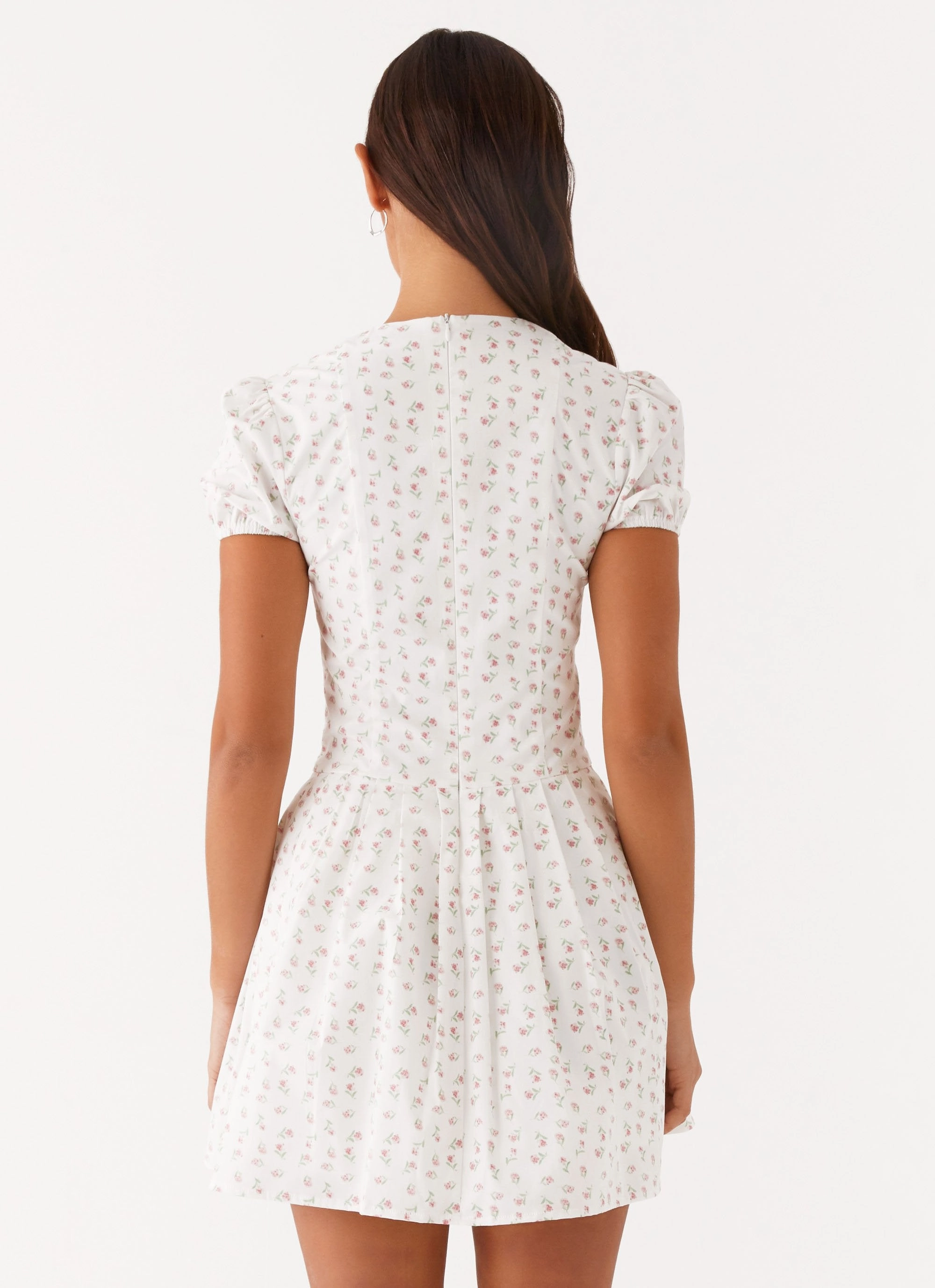 Falling Water Mini Dress - White Floral Airy Touch