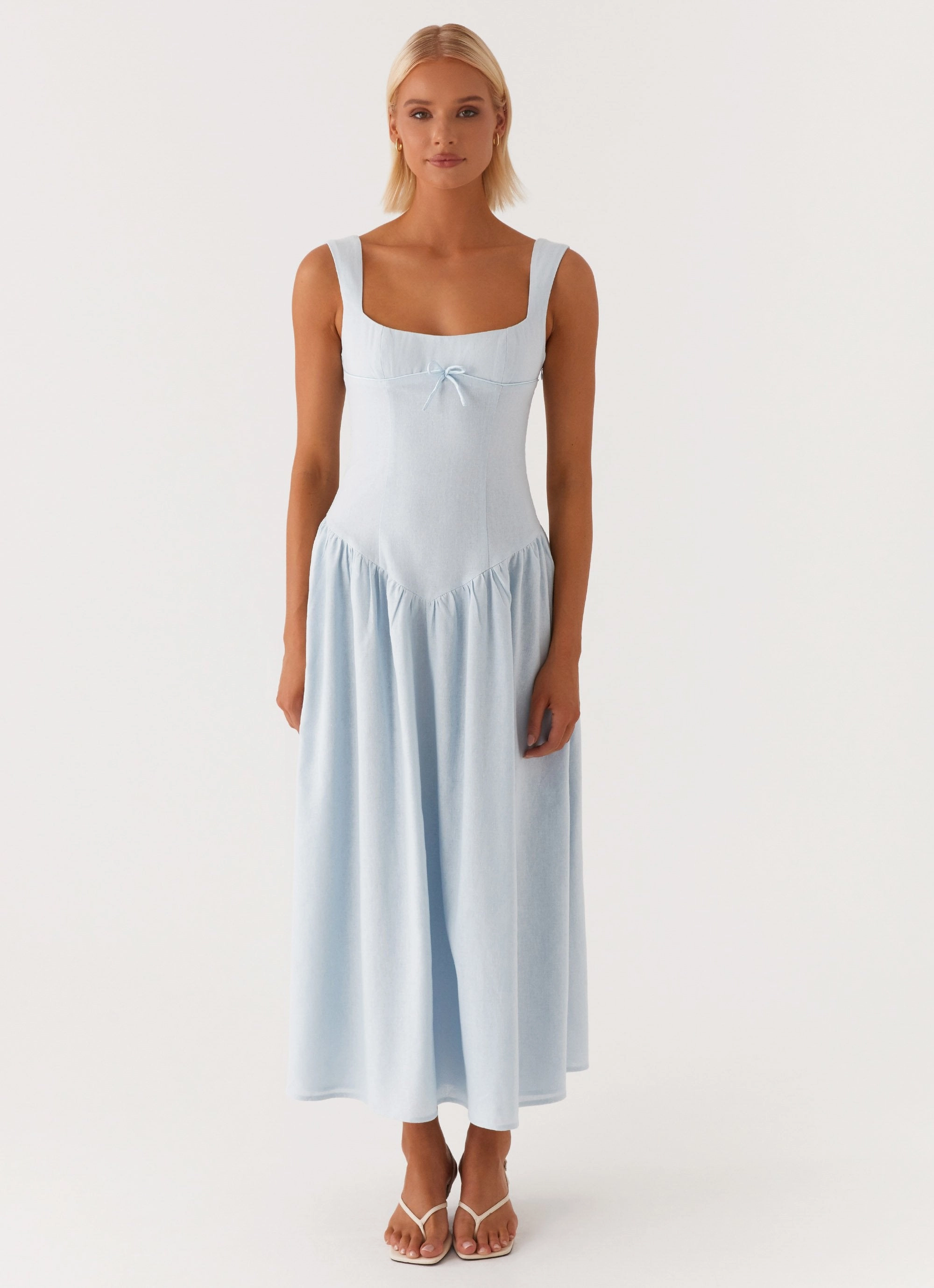 Suzie Midi Dress - Blue Long Lines Flattering Fit Wear