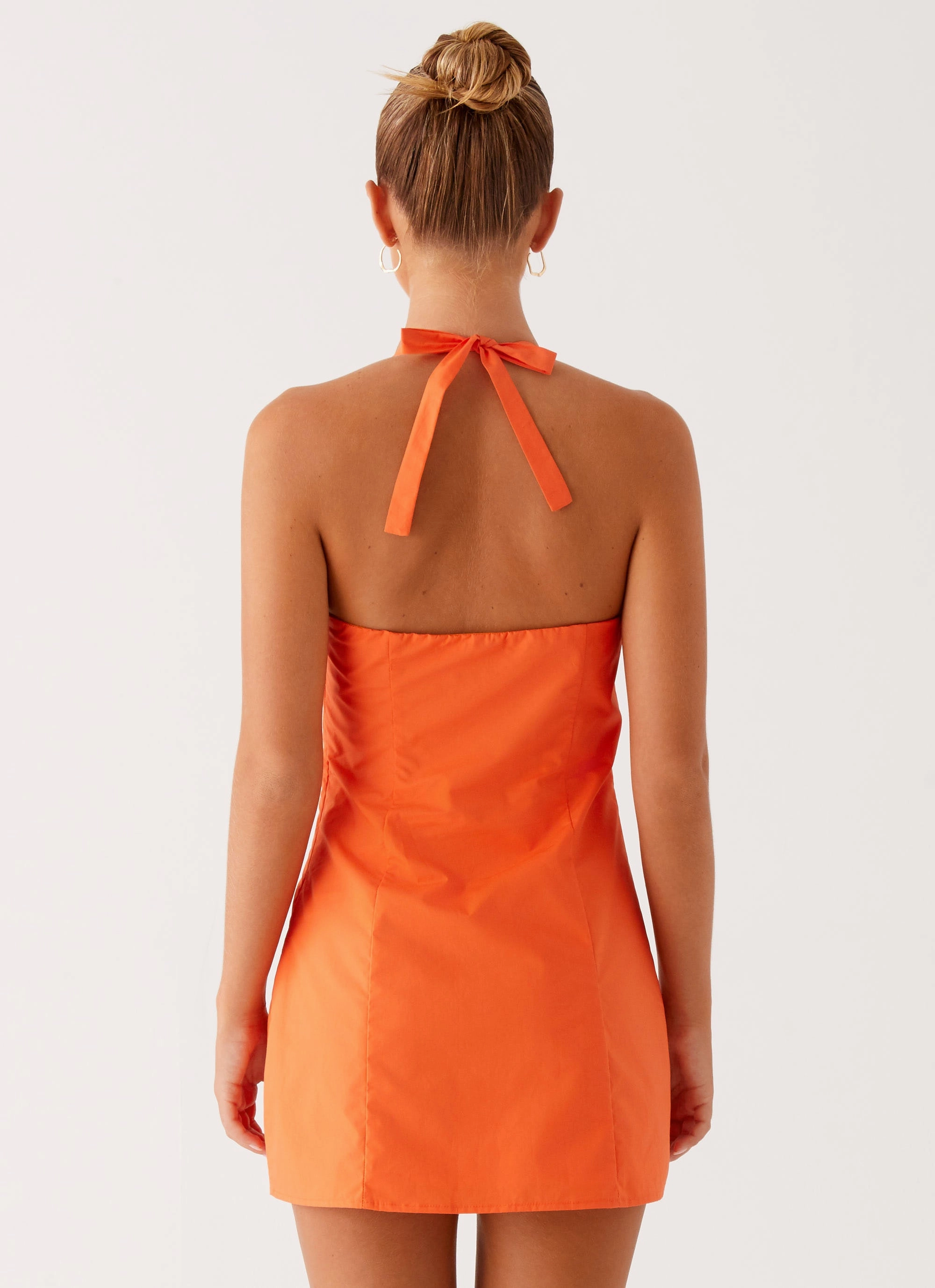 Daytime Look Soft and Relaxed Contessa Halter Mini Dress - Orange