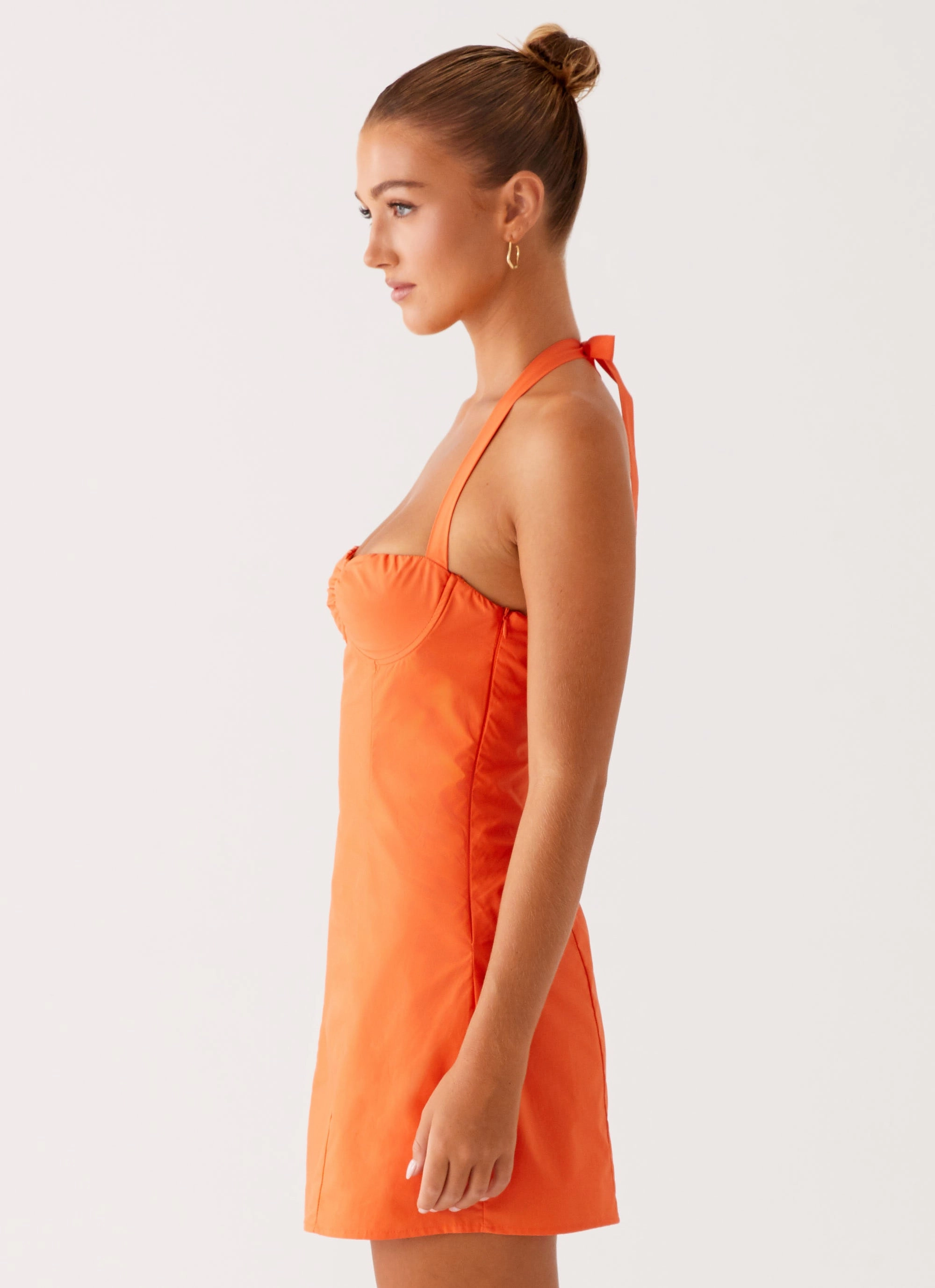 Art Spirit Contessa Halter Mini Dress - Orange