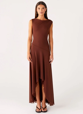 Danika Maxi Dress - Chocolate Sophisticated Waist