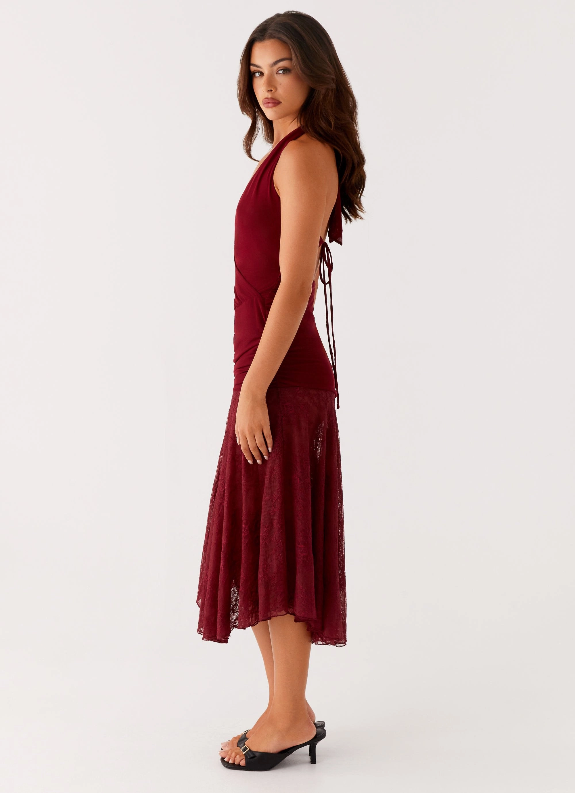 Burnout Midi Dress - Maroon Durable-Fabric