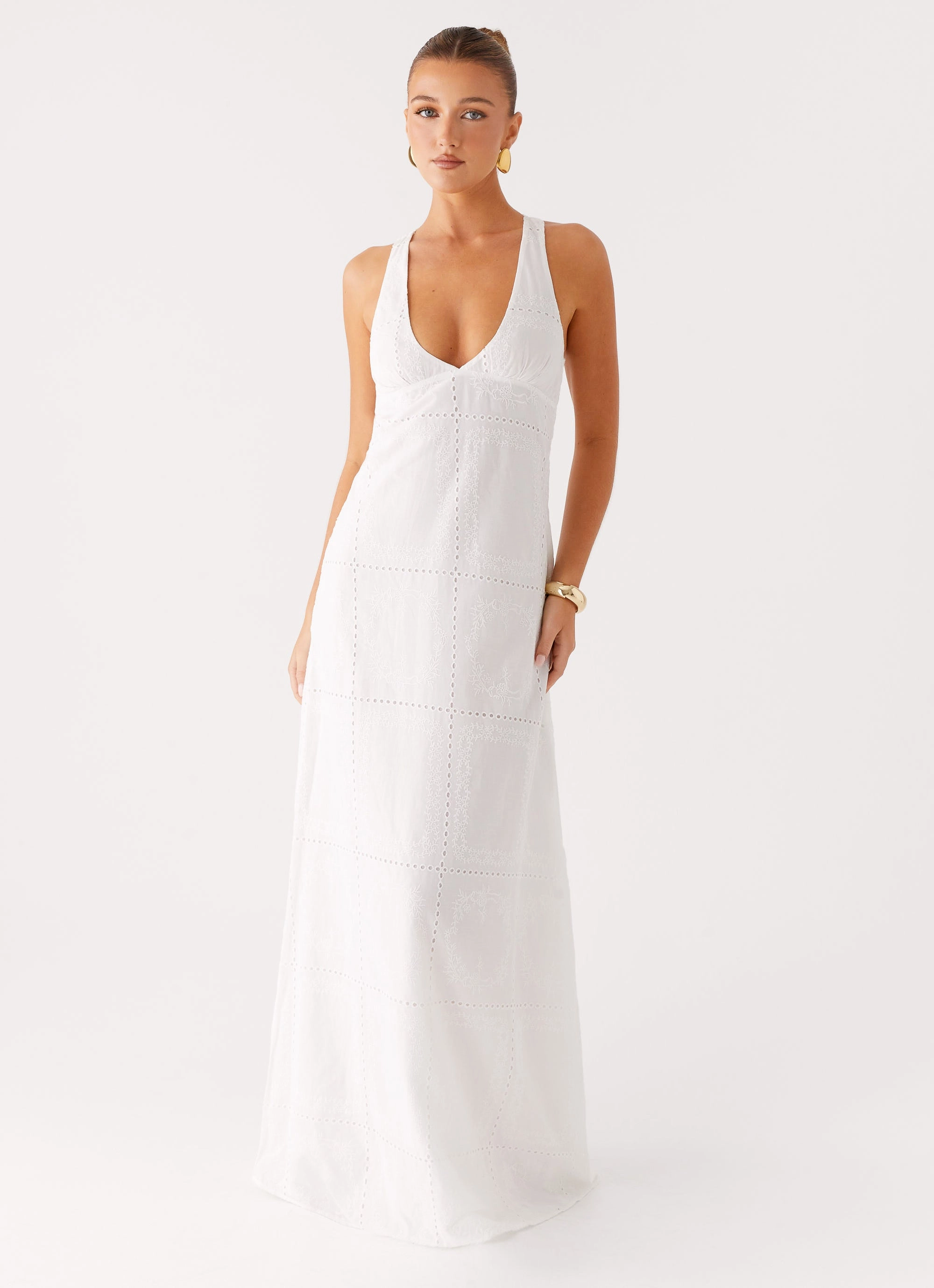EasyCareMaterial Comfortable outdoor wear Kiana Halter Maxi Dress - White