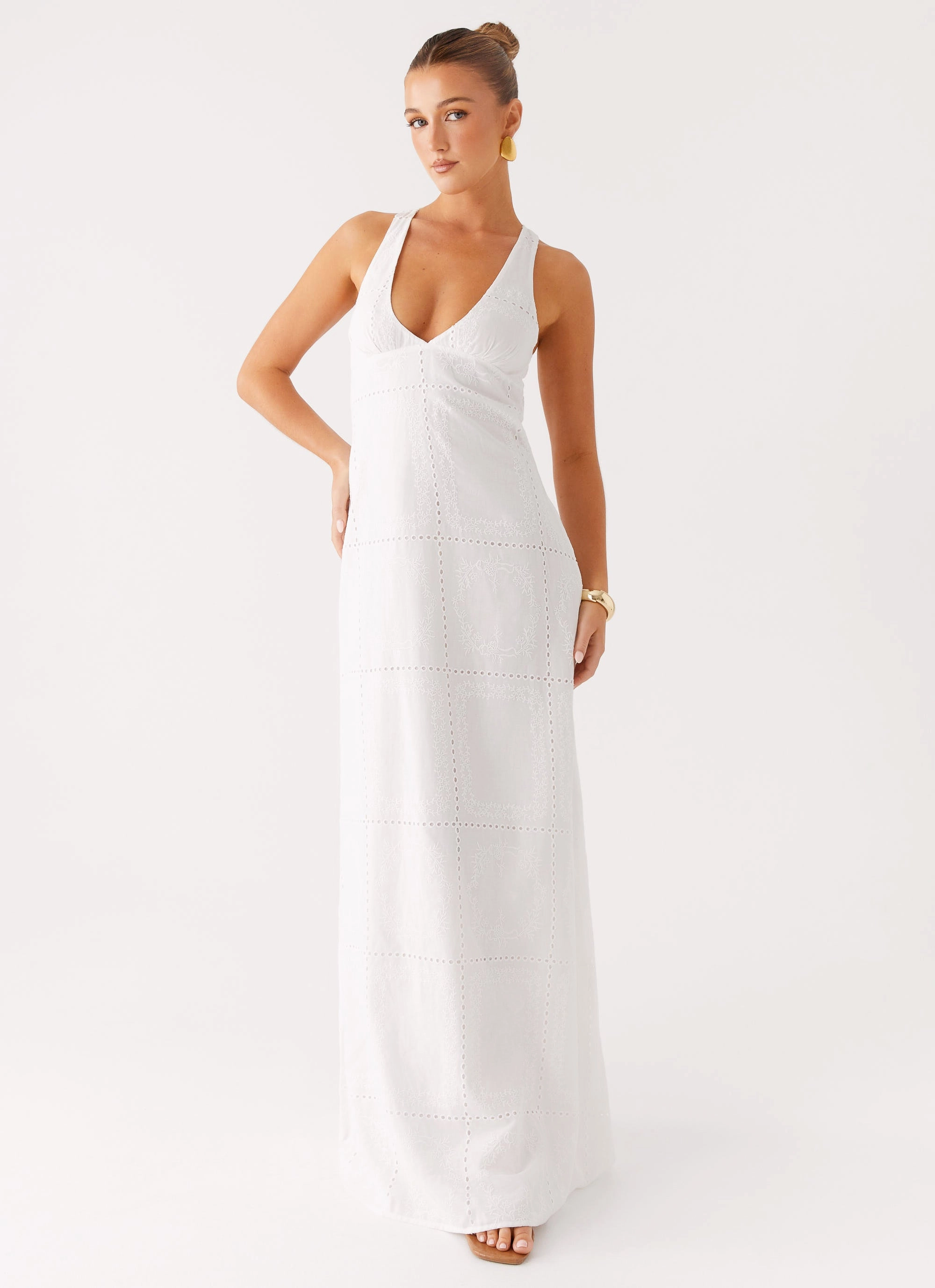 Timeless Touch Kiana Halter Maxi Dress - White