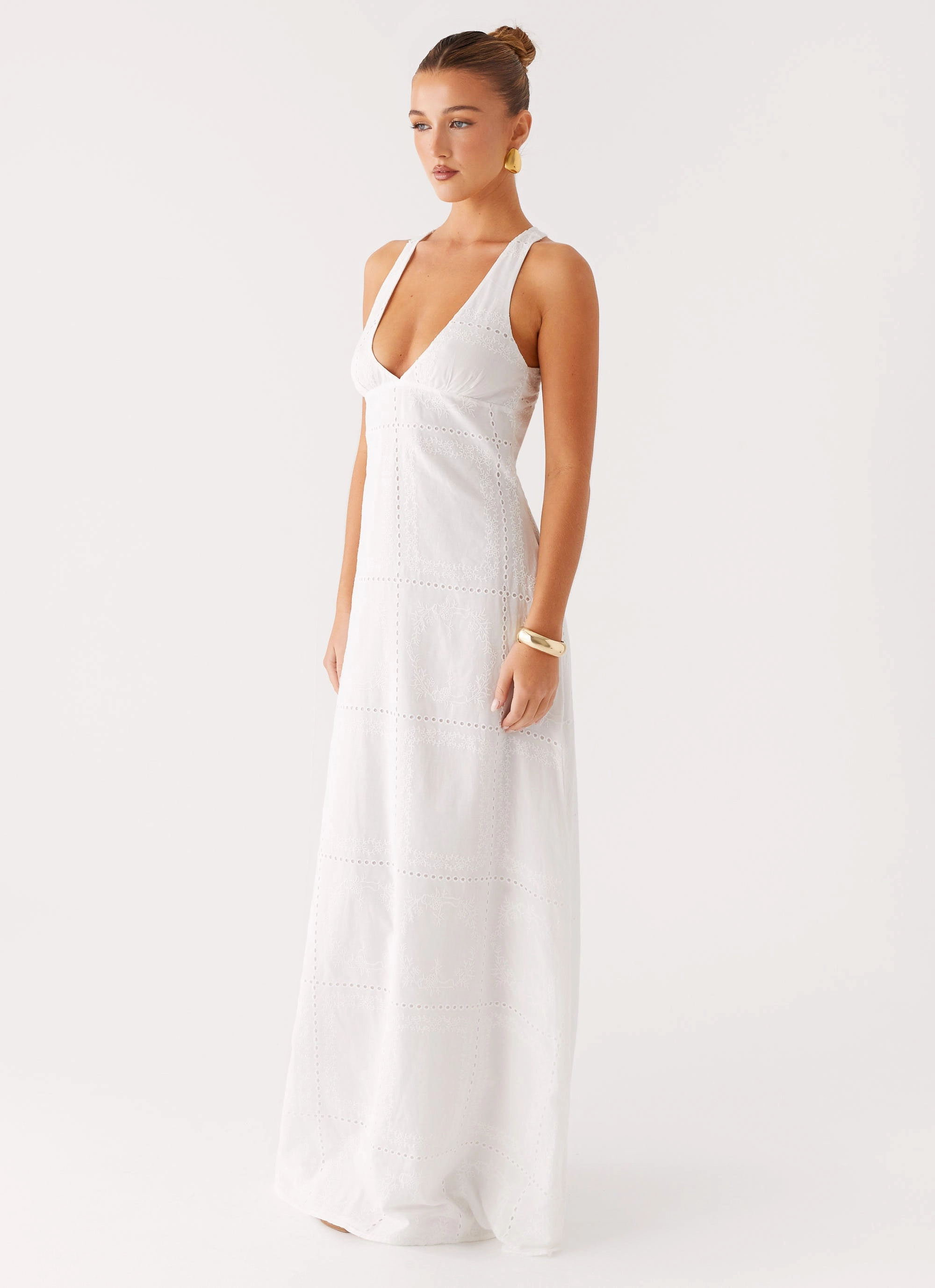 Kiana Halter Maxi Dress - White A Line Cut Bohemian style