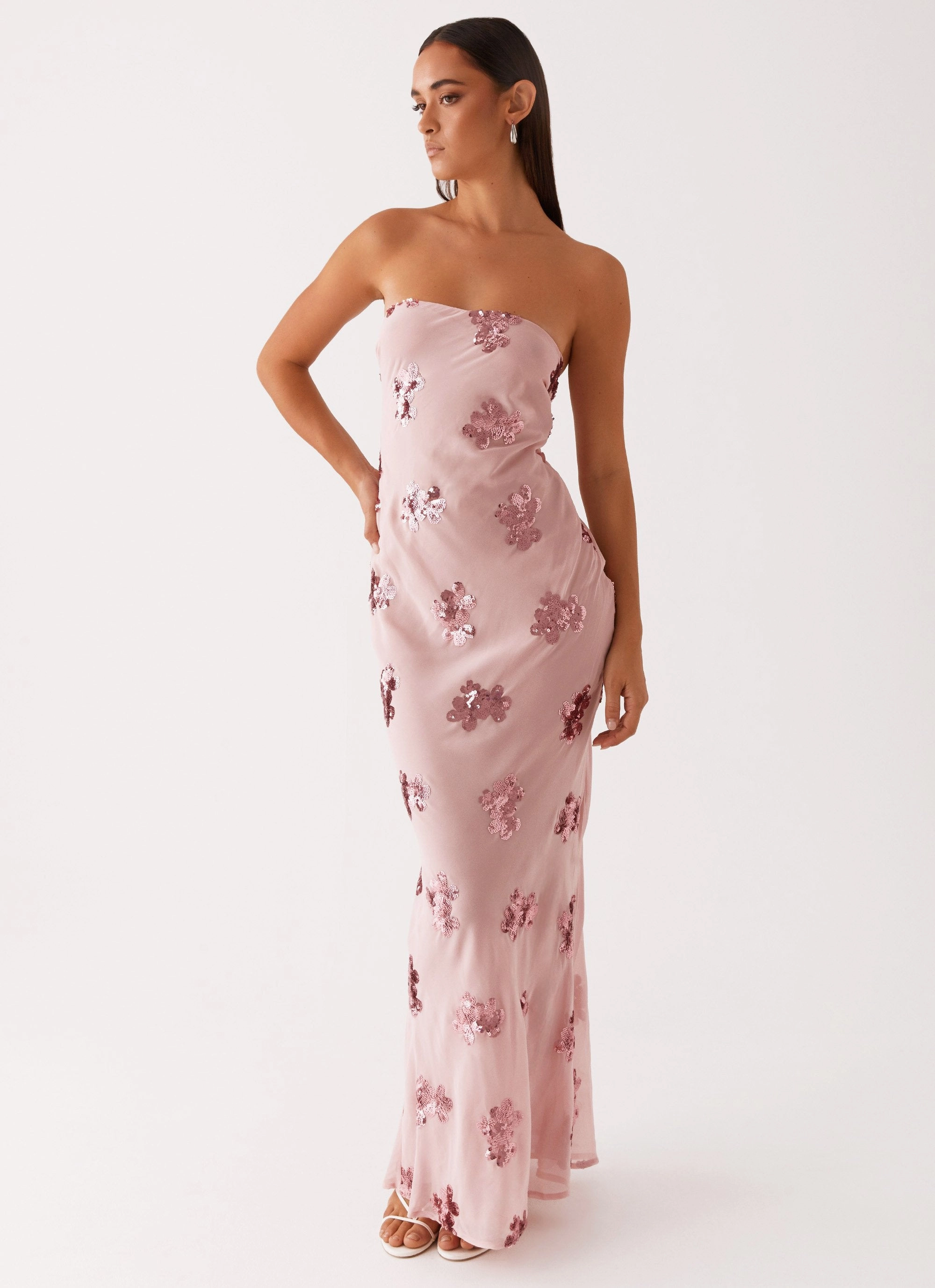 Sweet Escape Sequin Maxi Dress - Baby Pink Multi Season