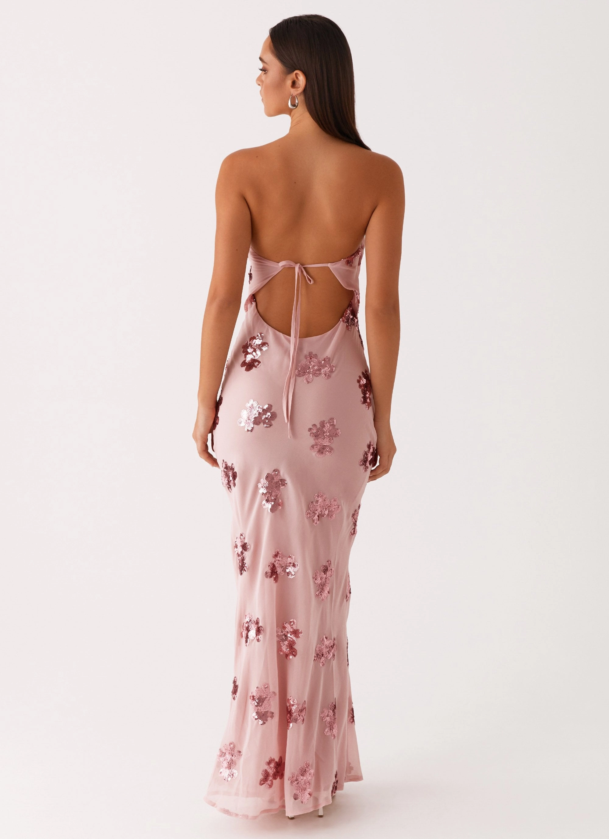 Easy Draping Sweet Escape Sequin Maxi Dress - Baby Pink