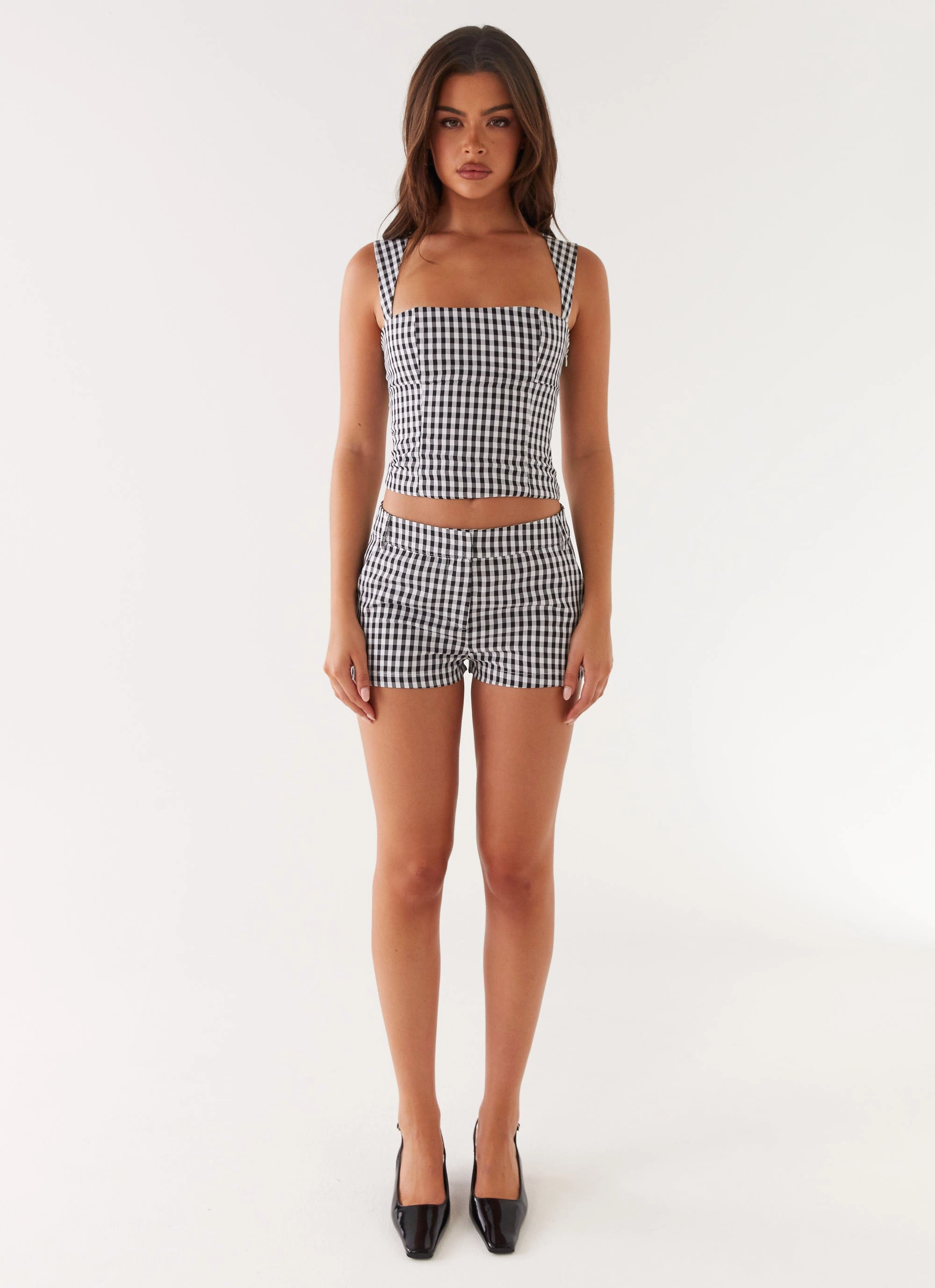 Clayton Tailored Shorts - Black Gingham Chill Ready Low Profile