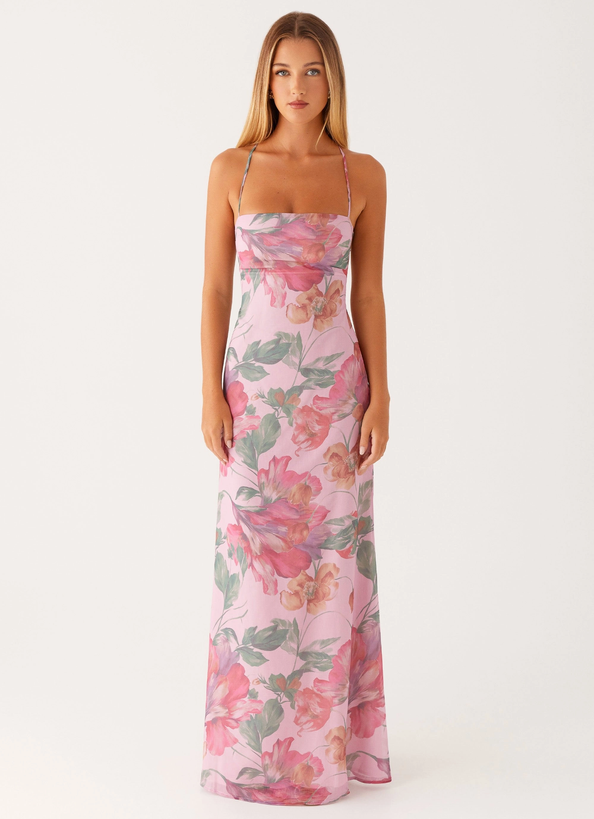 Feminine fit-and-flare silhouette Refined Presence Peggy Maxi Dress - Pink Floral