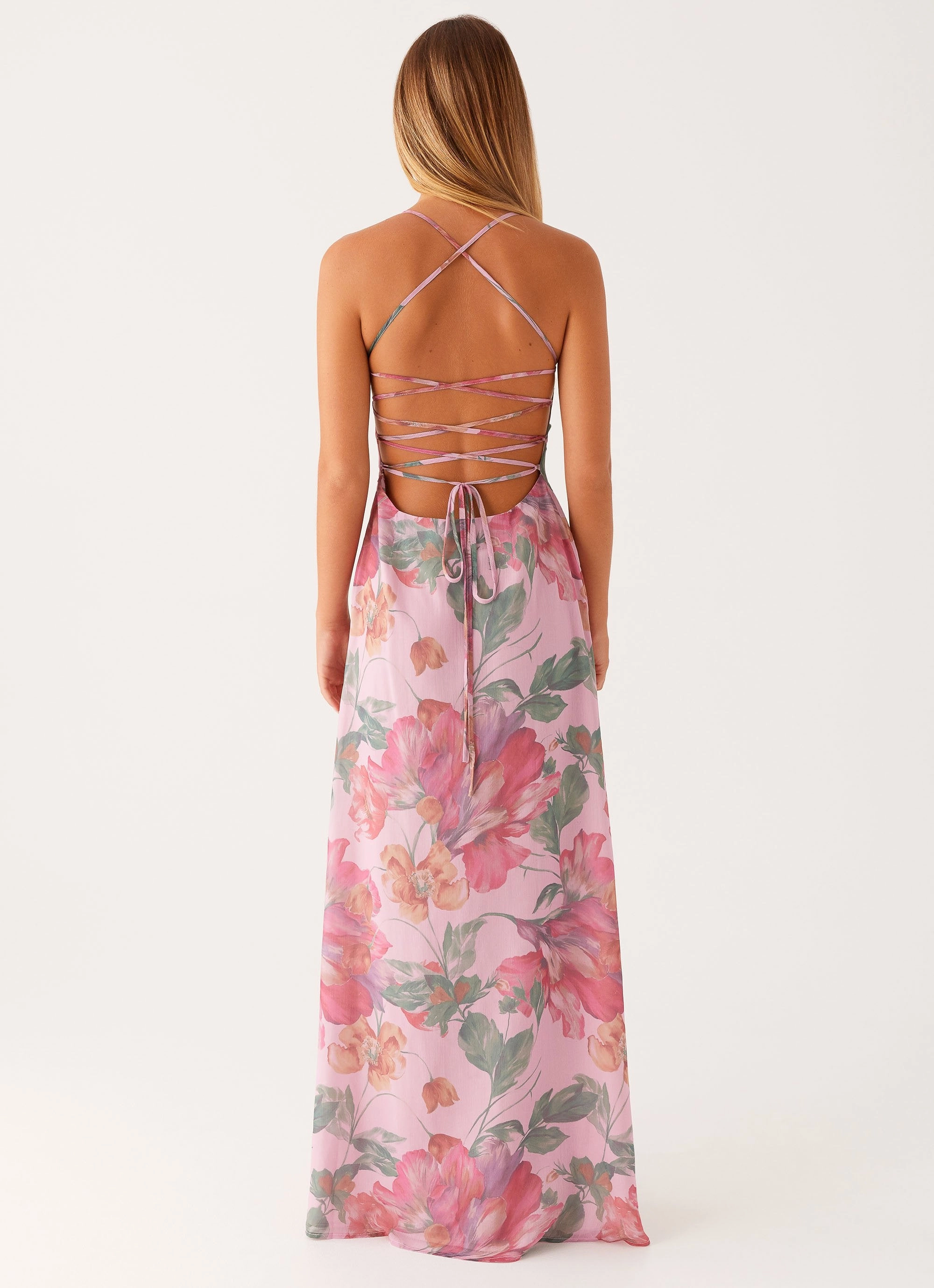 Smooth Detail Peggy Maxi Dress - Pink Floral