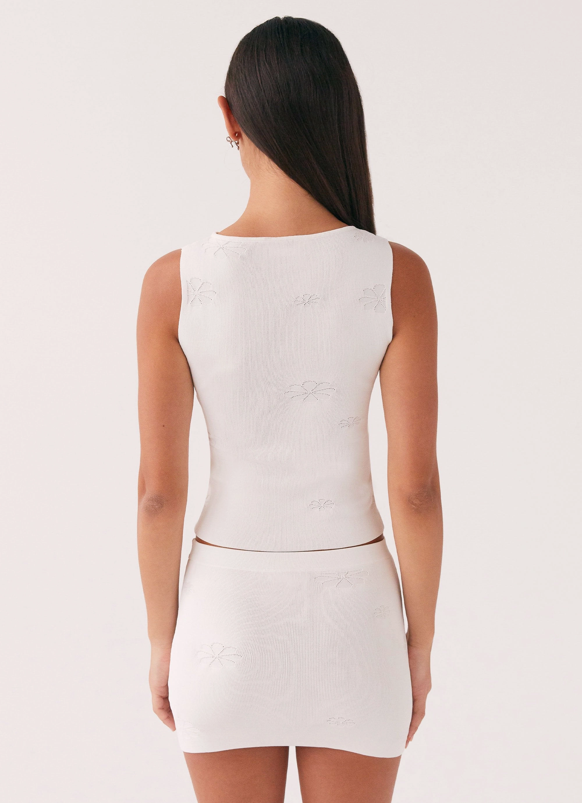 Coordinated Set Holly Knit Mini Skirt - White