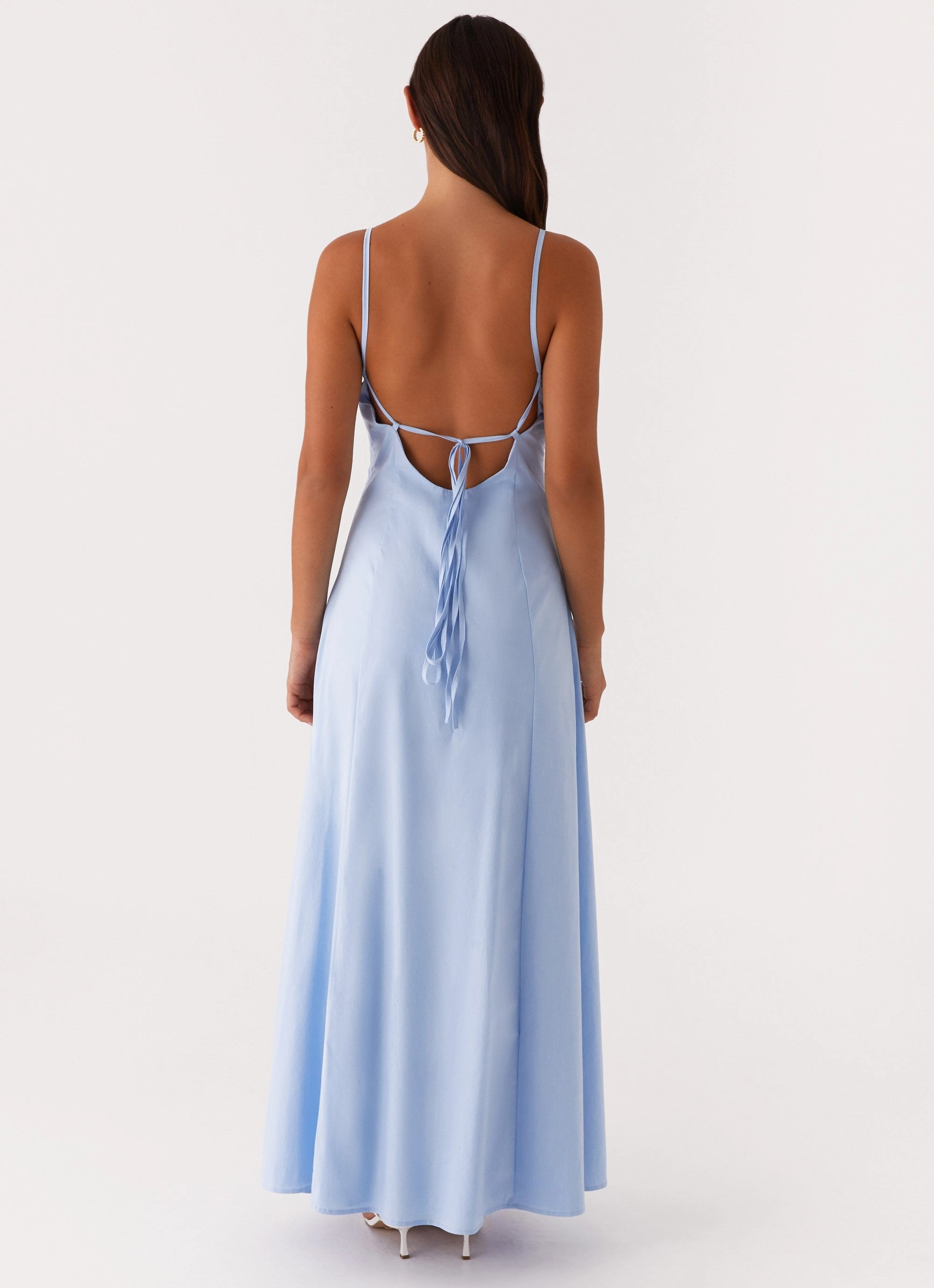 Fitted Mood Bishop-Sleeve Clear As Day Maxi Dress - Blue