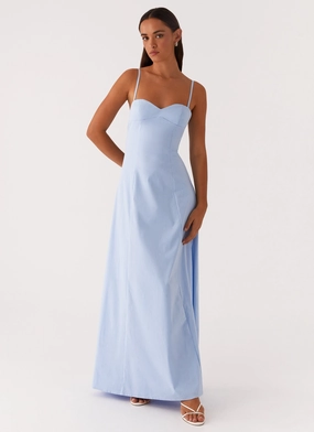 Draped Silhouette Hook-And-Eye Clear As Day Maxi Dress - Blue
