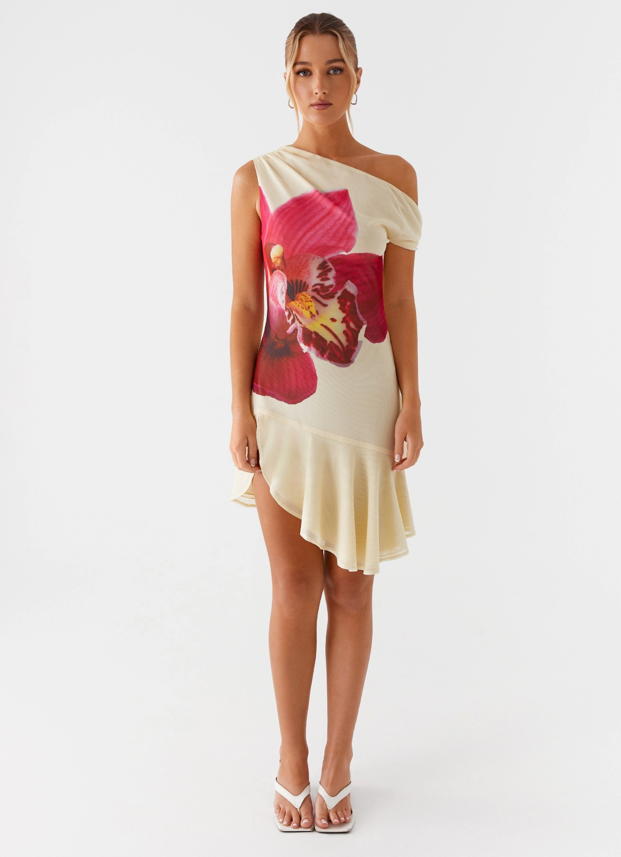 Chilly Comfort Wear Clementina One Shoulder Mini Dress - Yellow