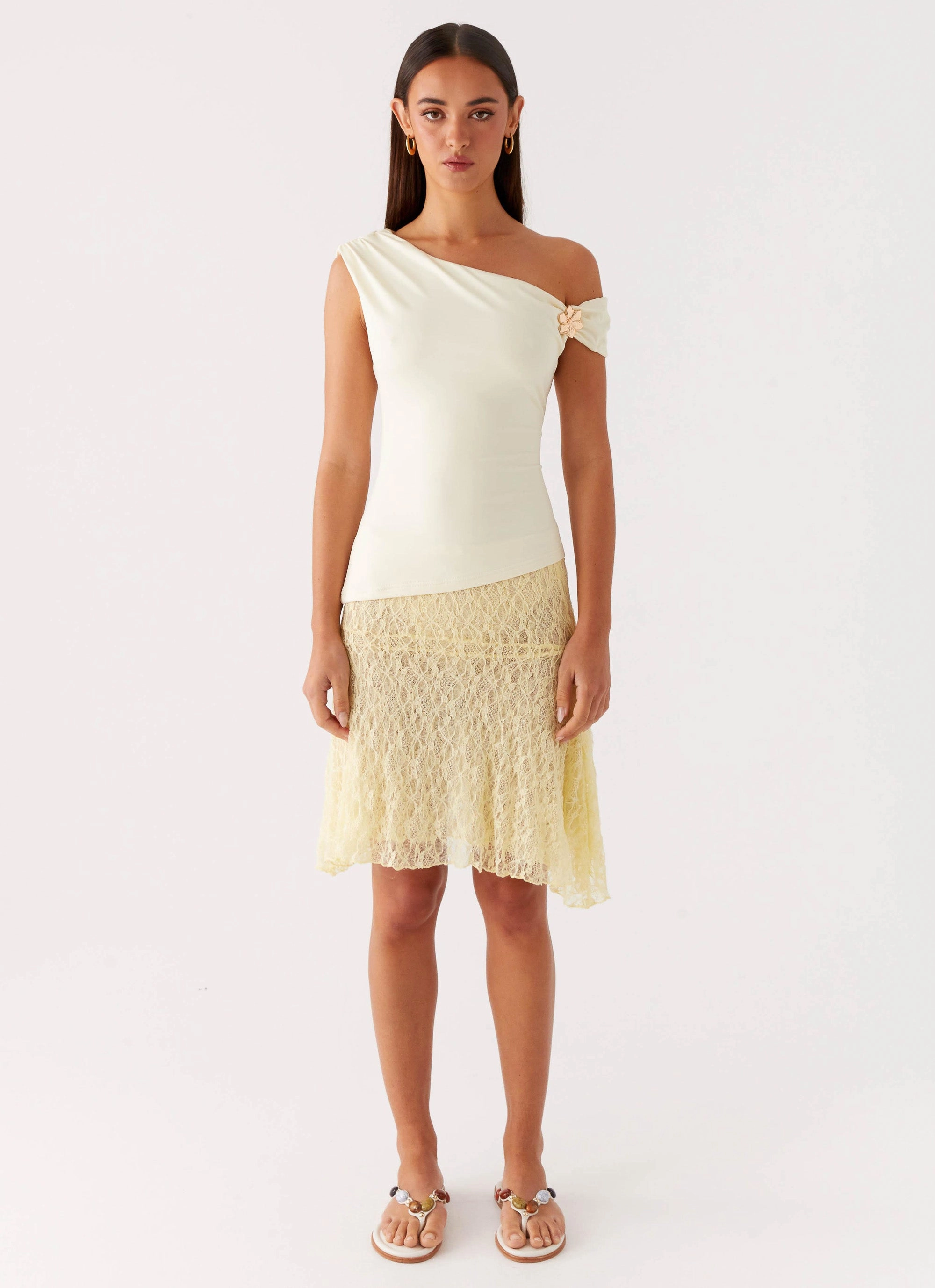 Bonded Hemline Catch Flights Top - Yellow