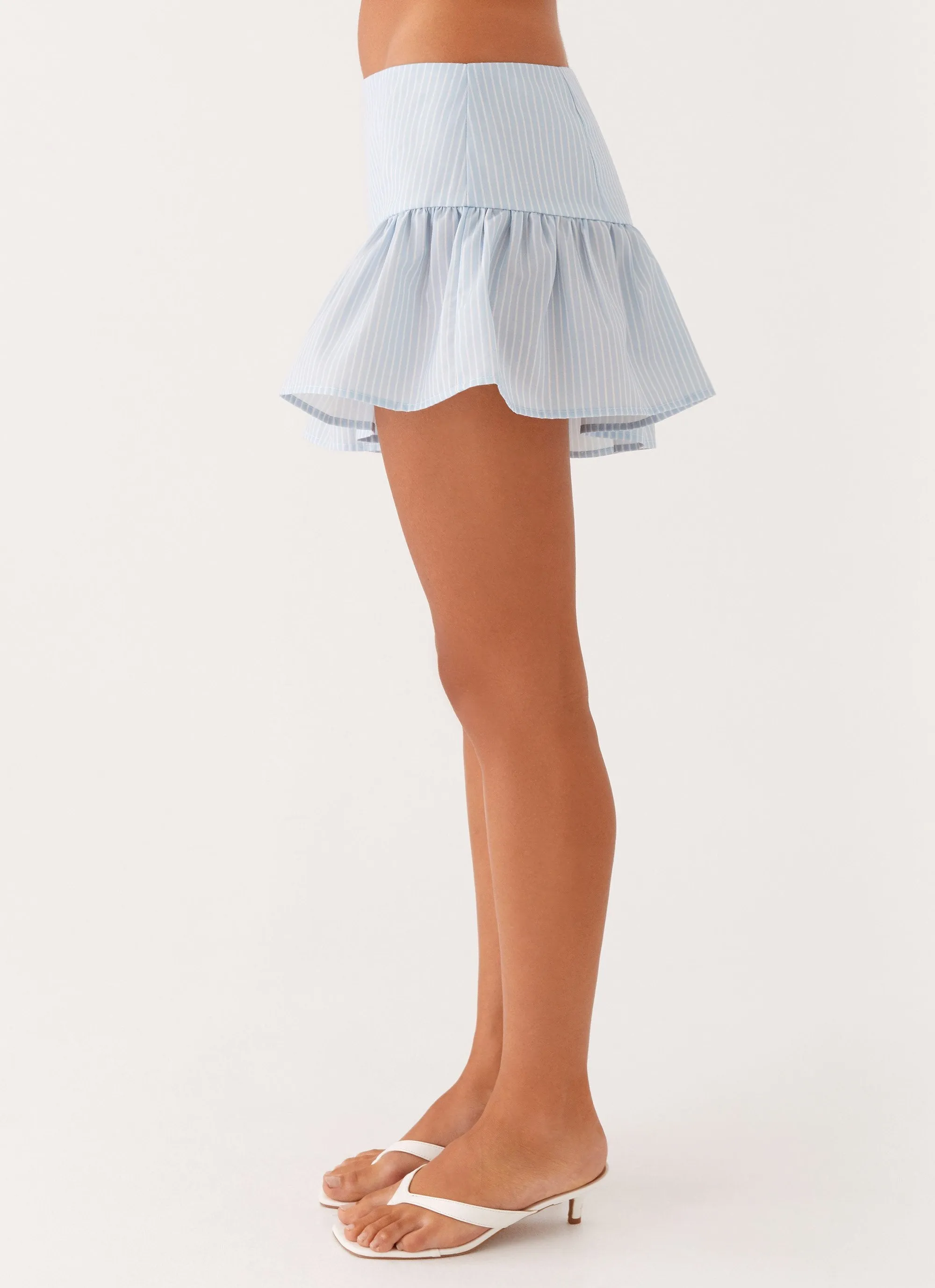 Bennett Mini Skirt - Blue White Stripe Perfect Fit Curvy Glam