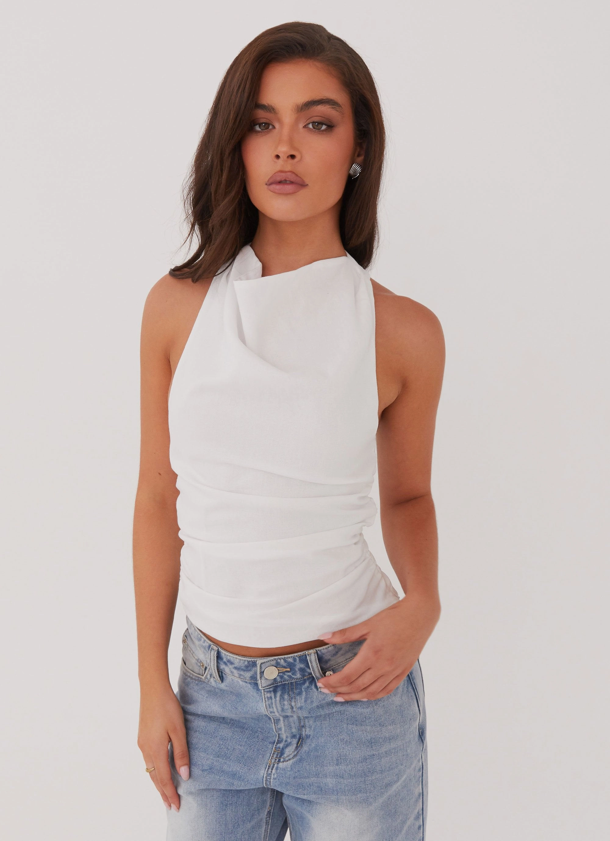 Relaxed Layers Cloud Whisper Linen Top - White