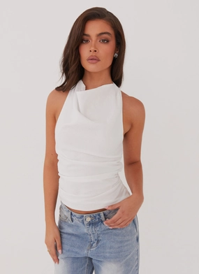 Relaxed Layers Cloud Whisper Linen Top - White