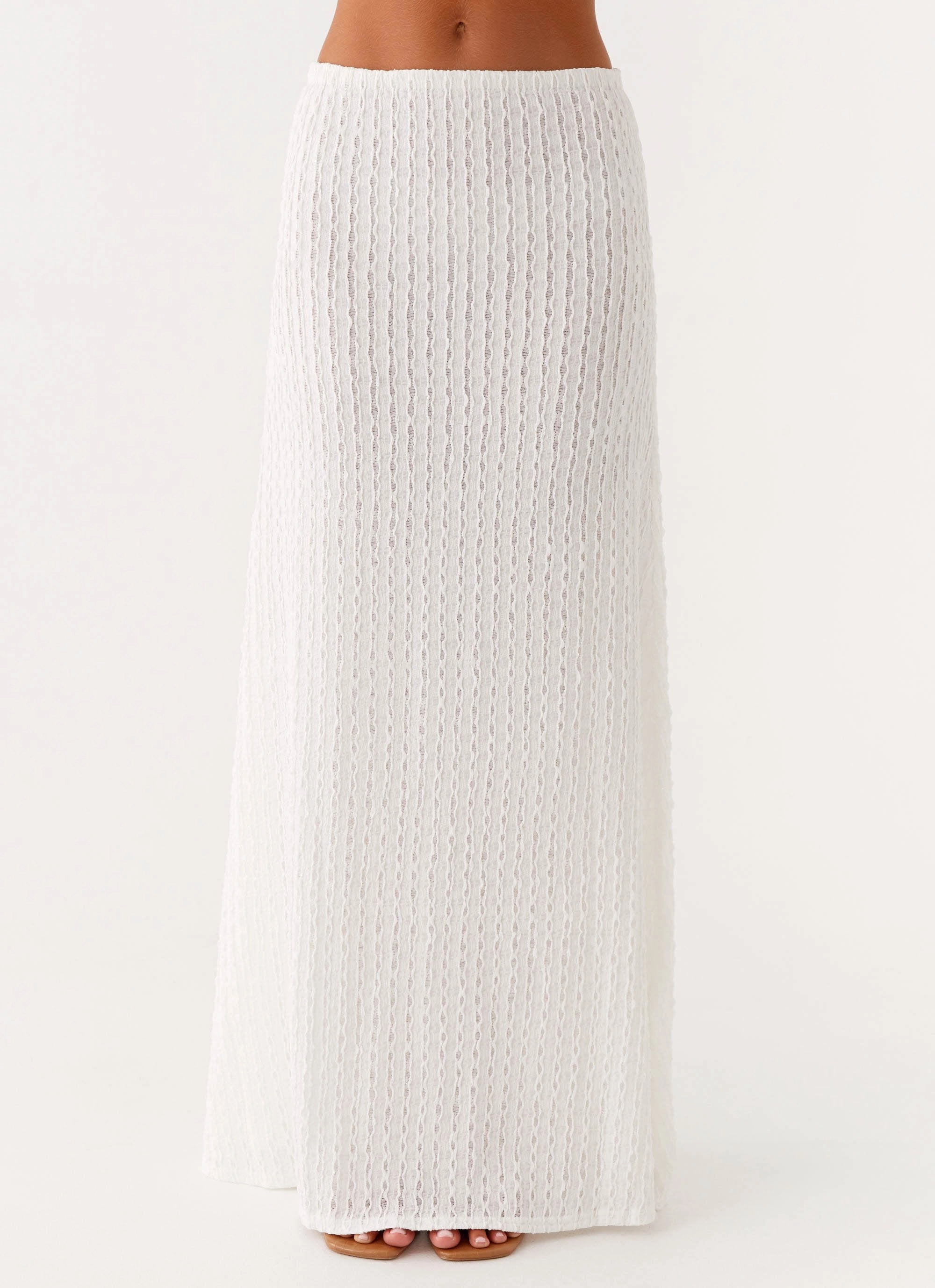 Elegant Texture Anti Pilling Fabric Clovelly Maxi Skirt - White