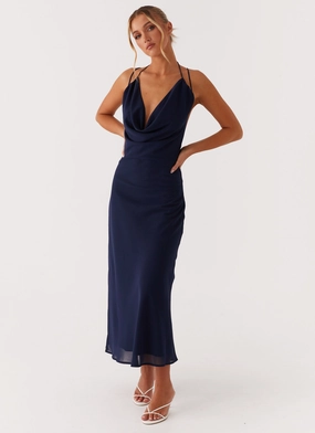 Ethically-Made Light Shape Clover Club Maxi Dress - Navy
