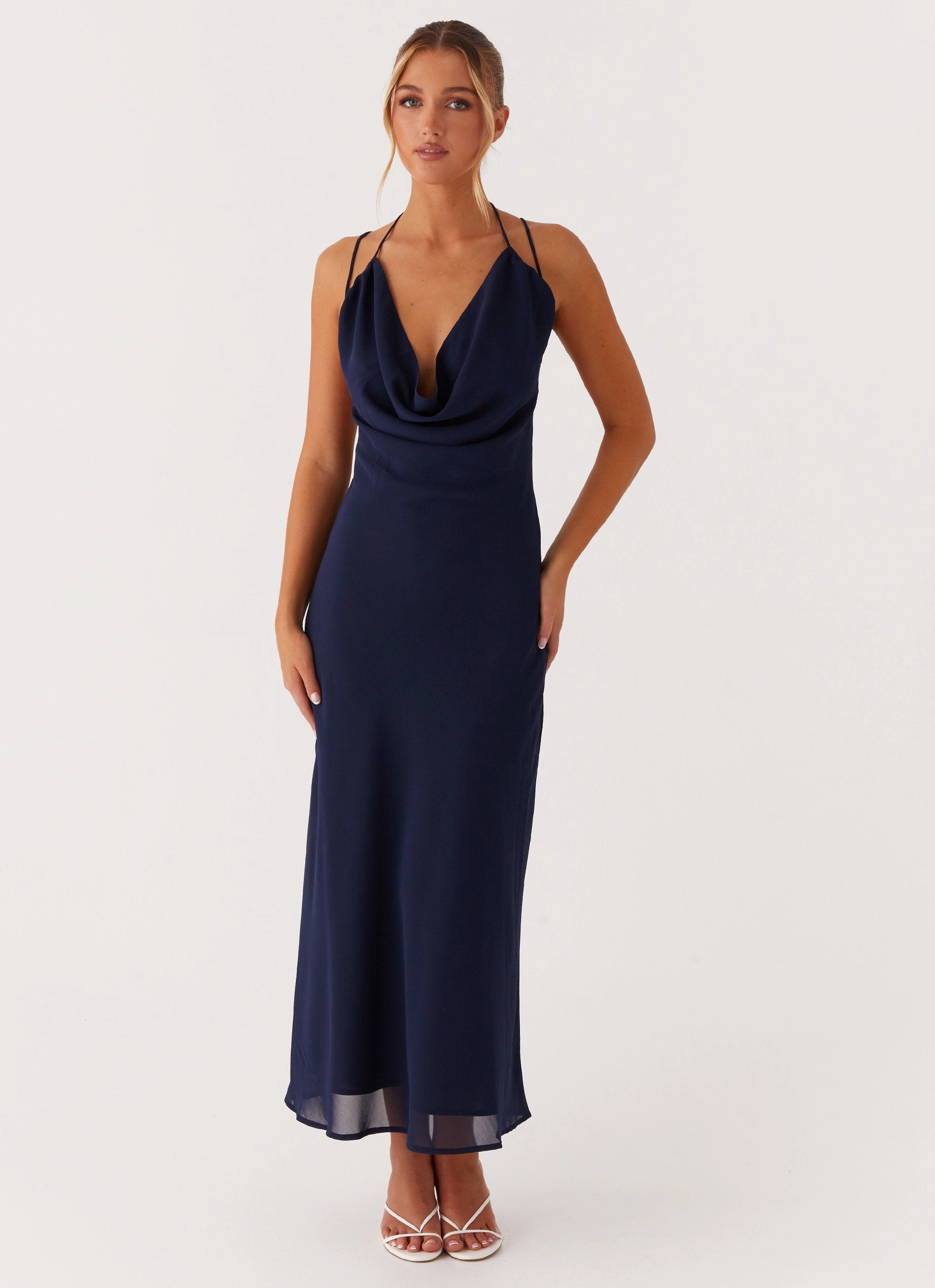 Daytime Look Breathable wear Clover Club Maxi Dress - Navy