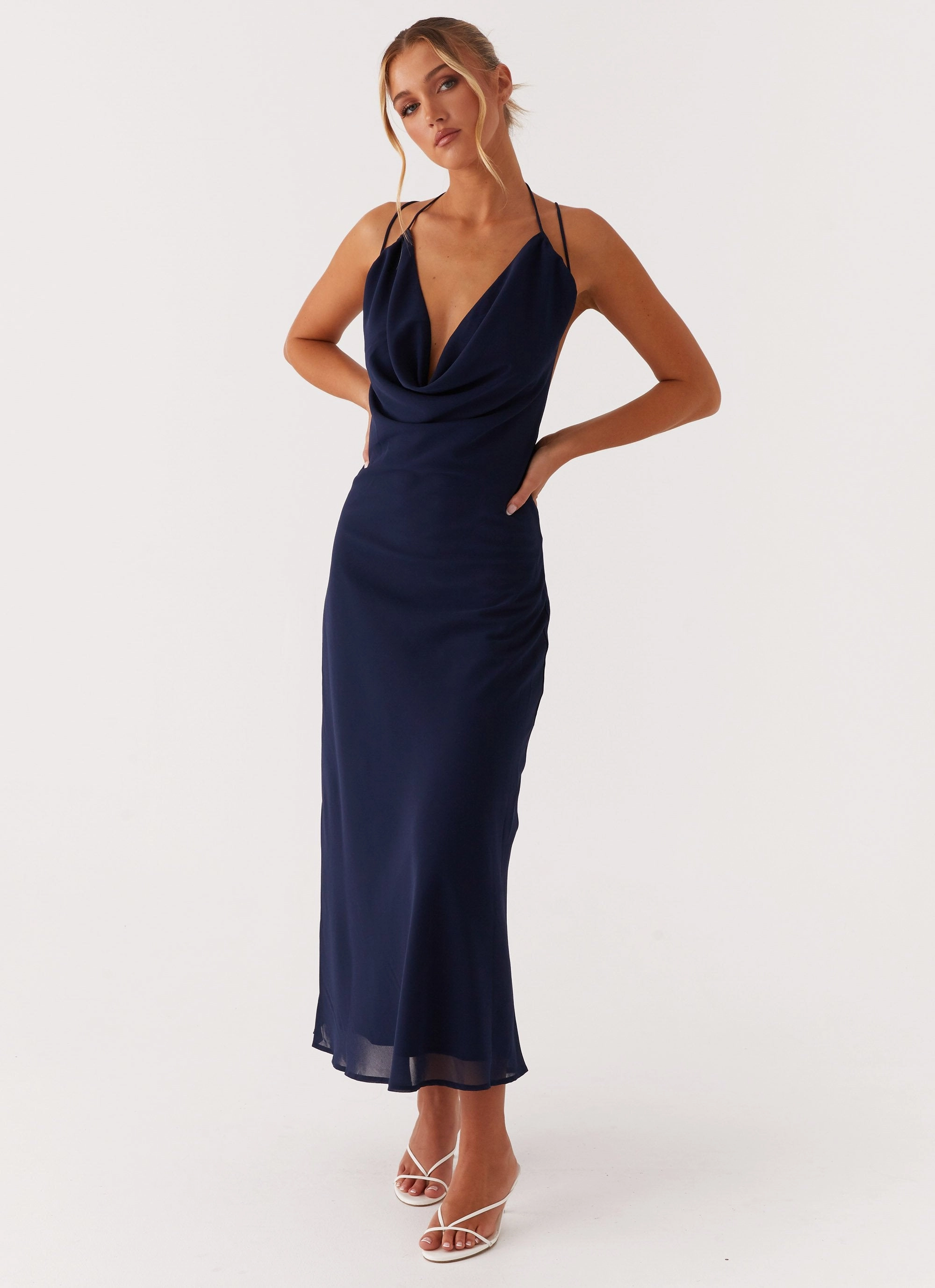 Ethically-Made Light Shape Clover Club Maxi Dress - Navy