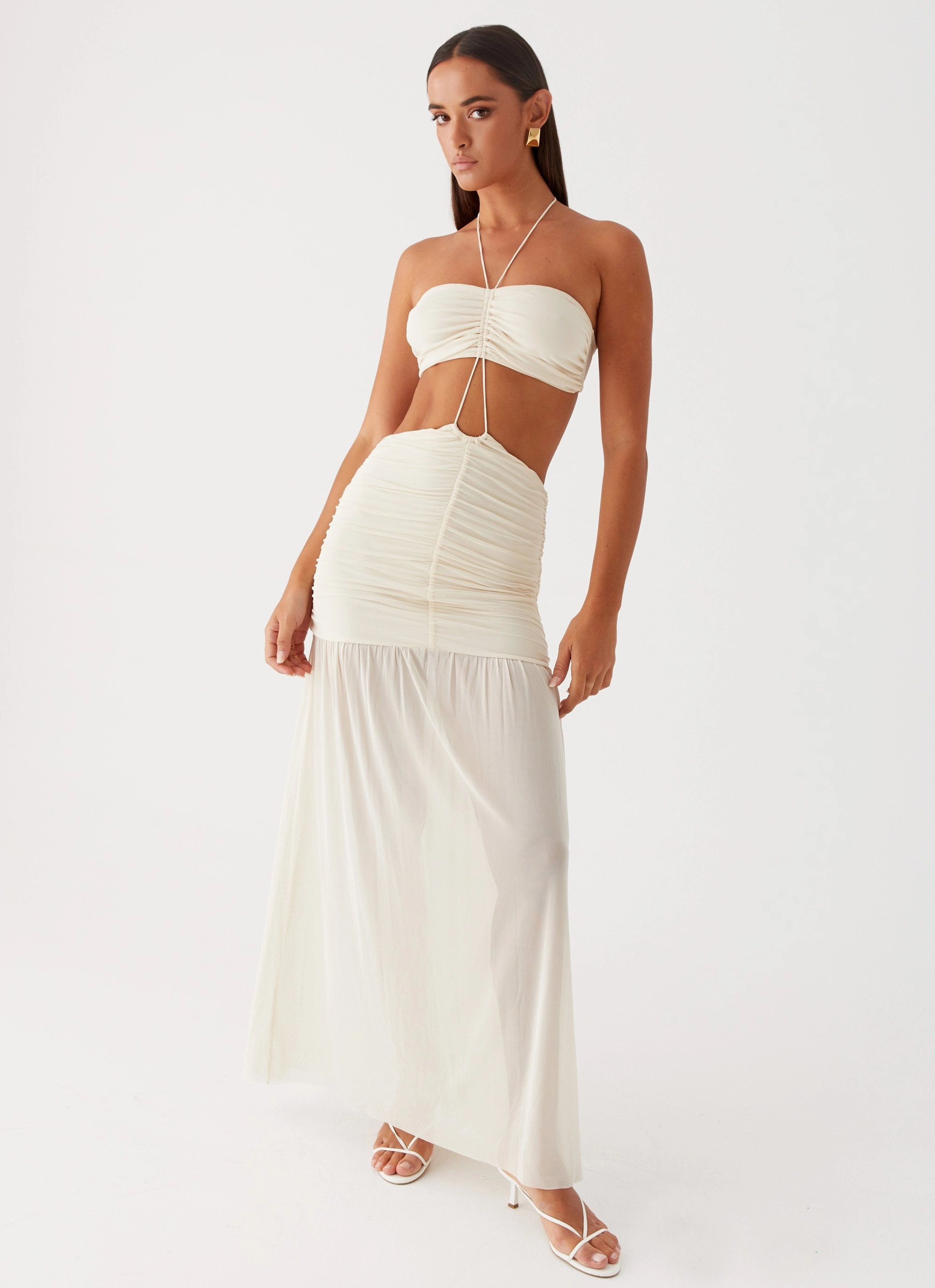 Stay Cool Elegant Vibe Clover Cut Out Maxi Dress - Lemon