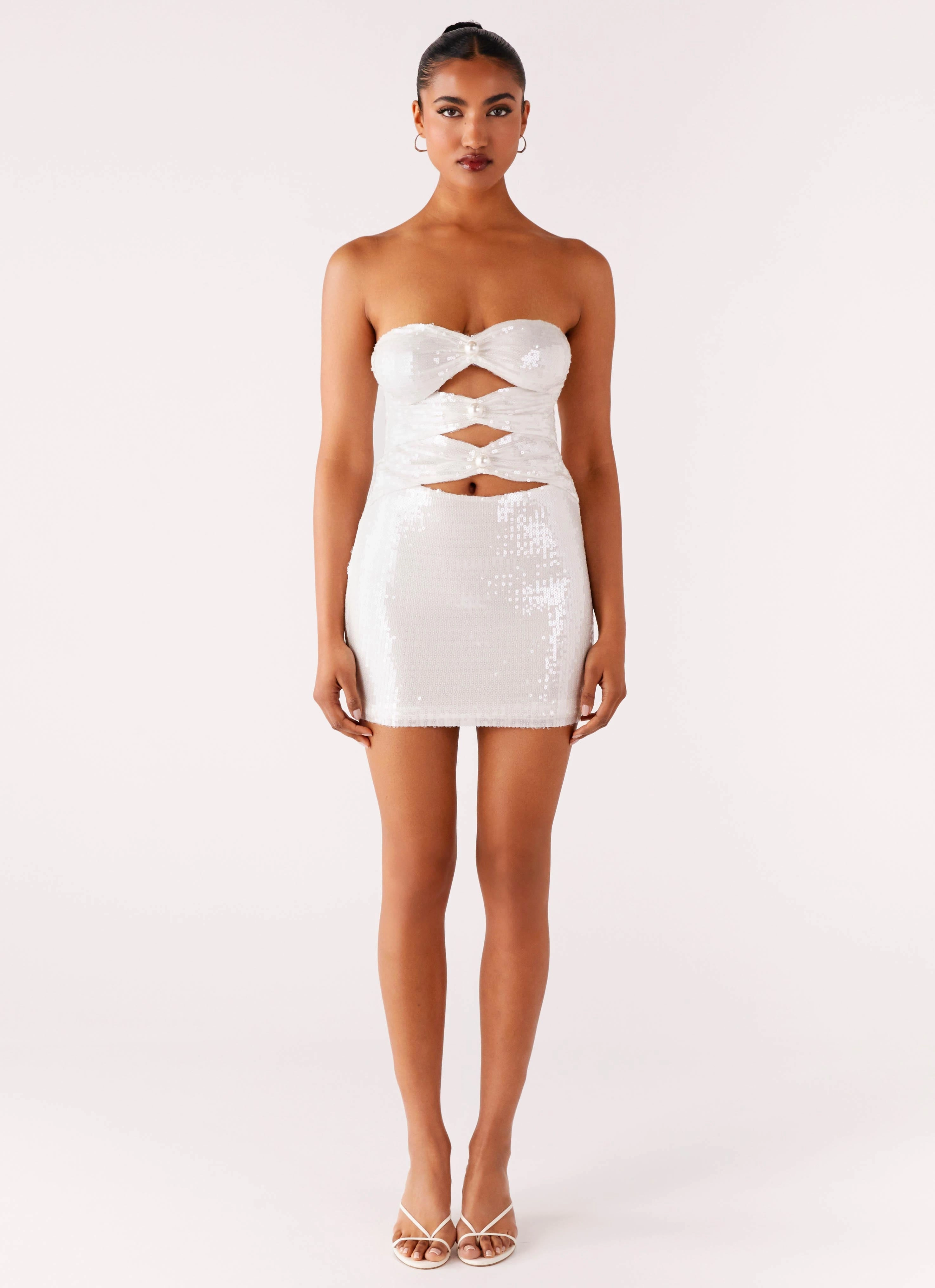 Delicate Mood Simplistic Mood Clyra Sequin Mini Dress - Ivory