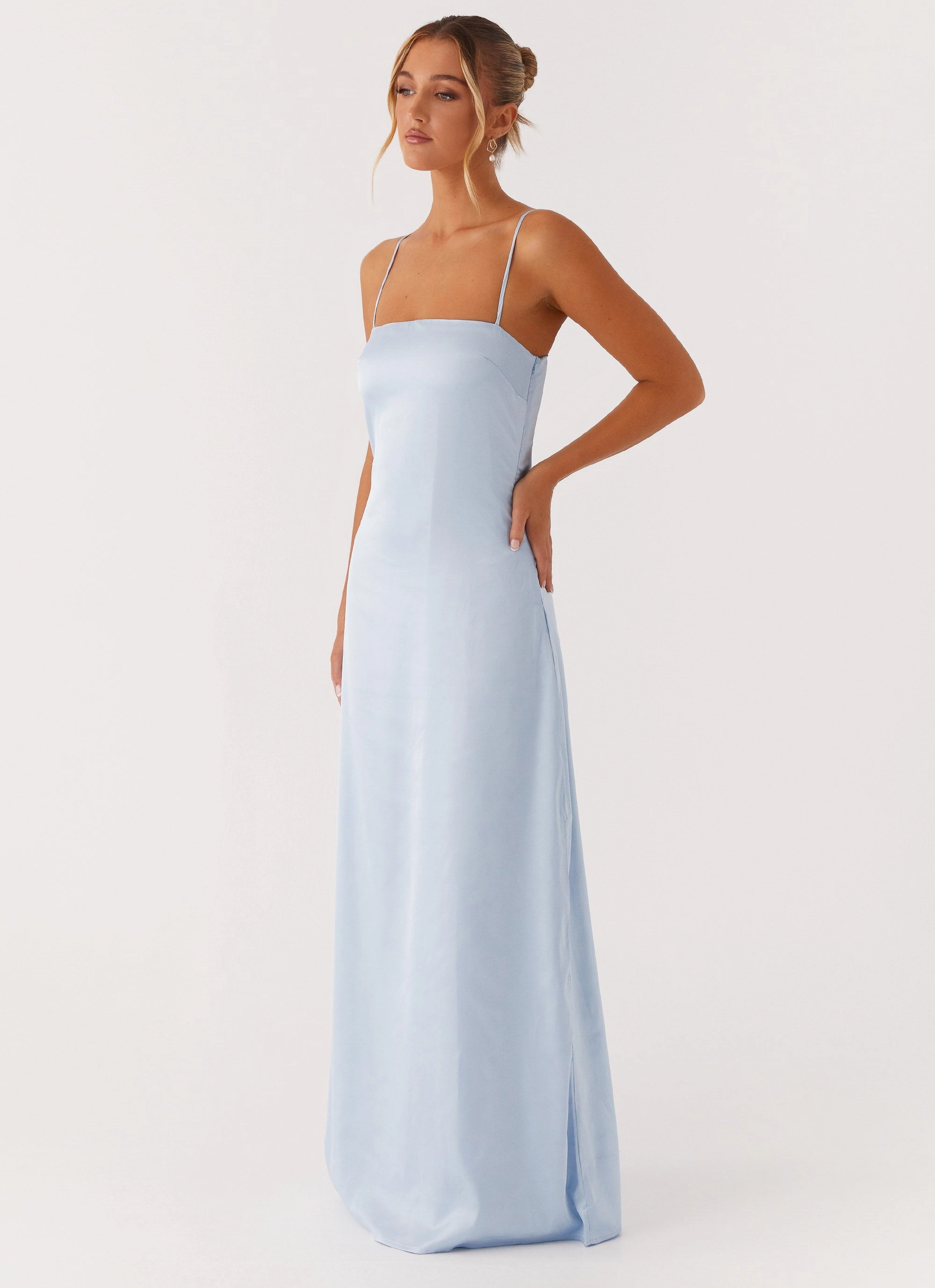 Aster Bloom Maxi Dress - Blue Solid-color