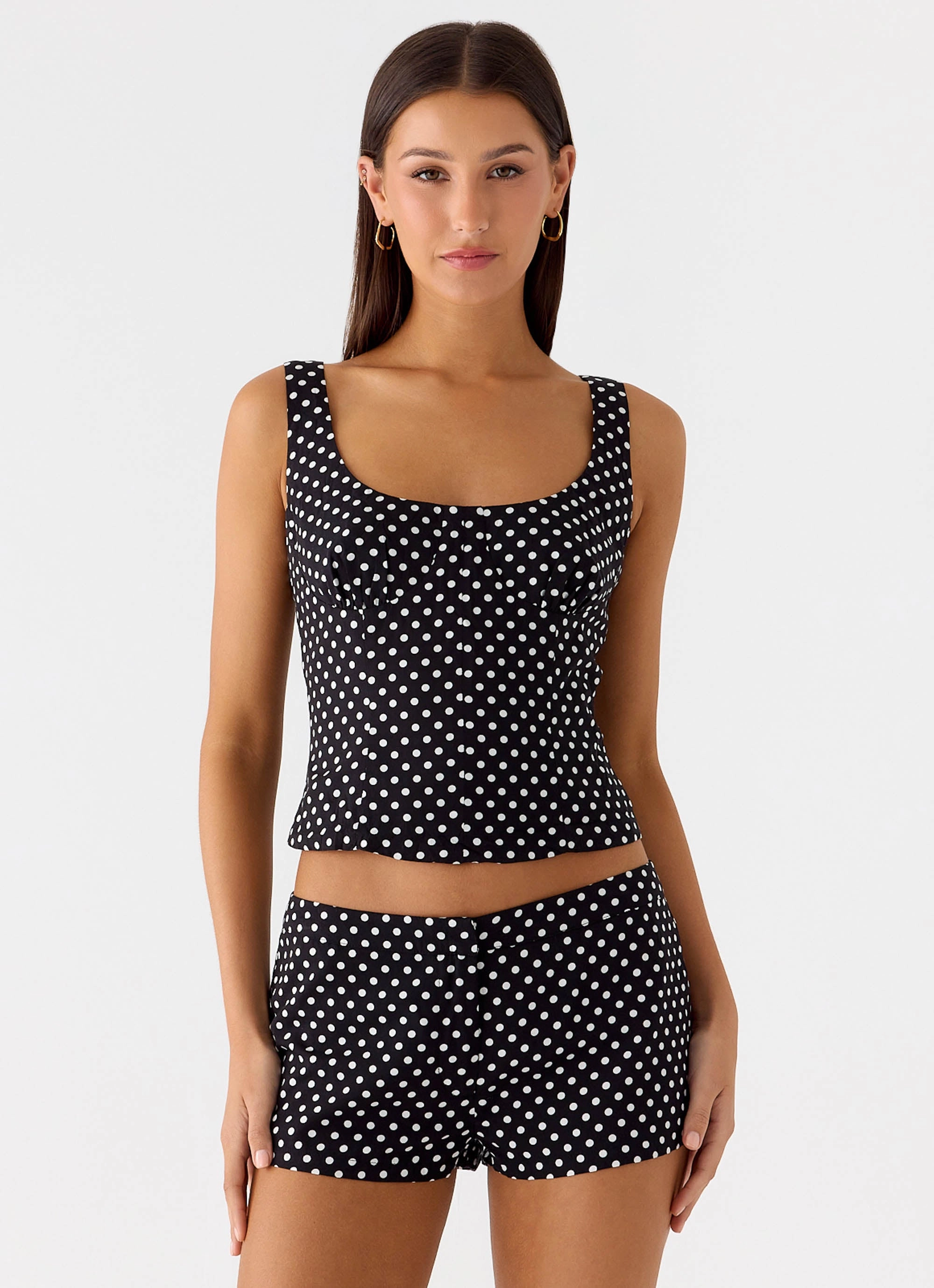 Coastline Mini Shorts - Black Polkadot Sporty Layer