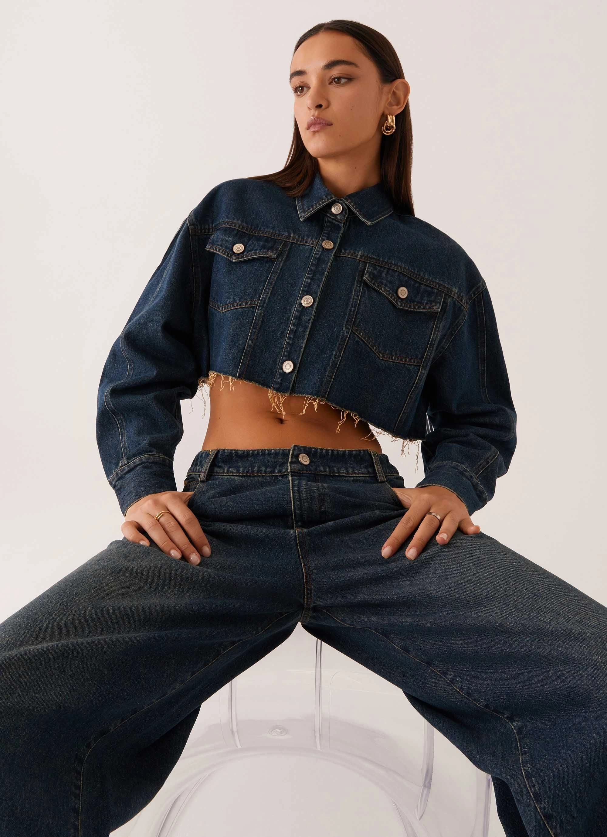 HybridLayerCompatibility Elegant Styling Colorado Cropped Jacket - Blue