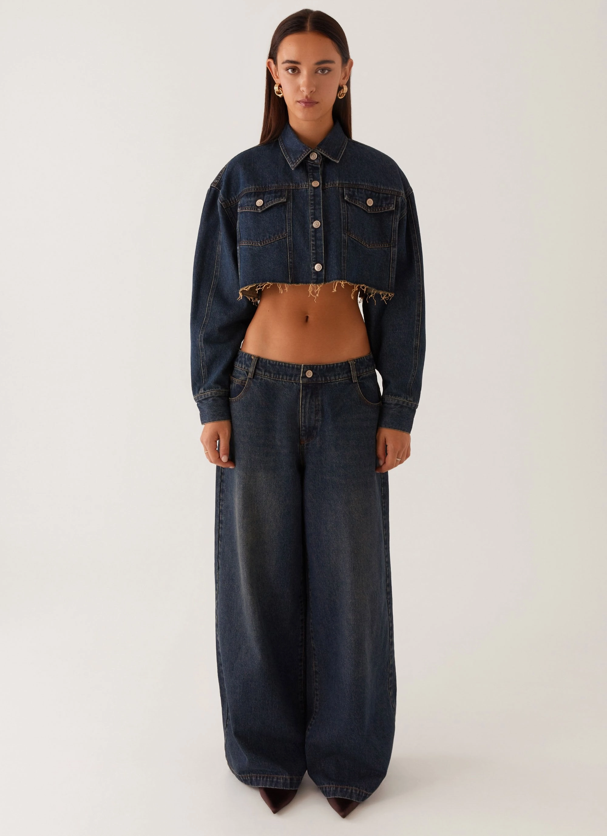 Colorado Cropped Jacket - Blue Waterproof Zipper Closure