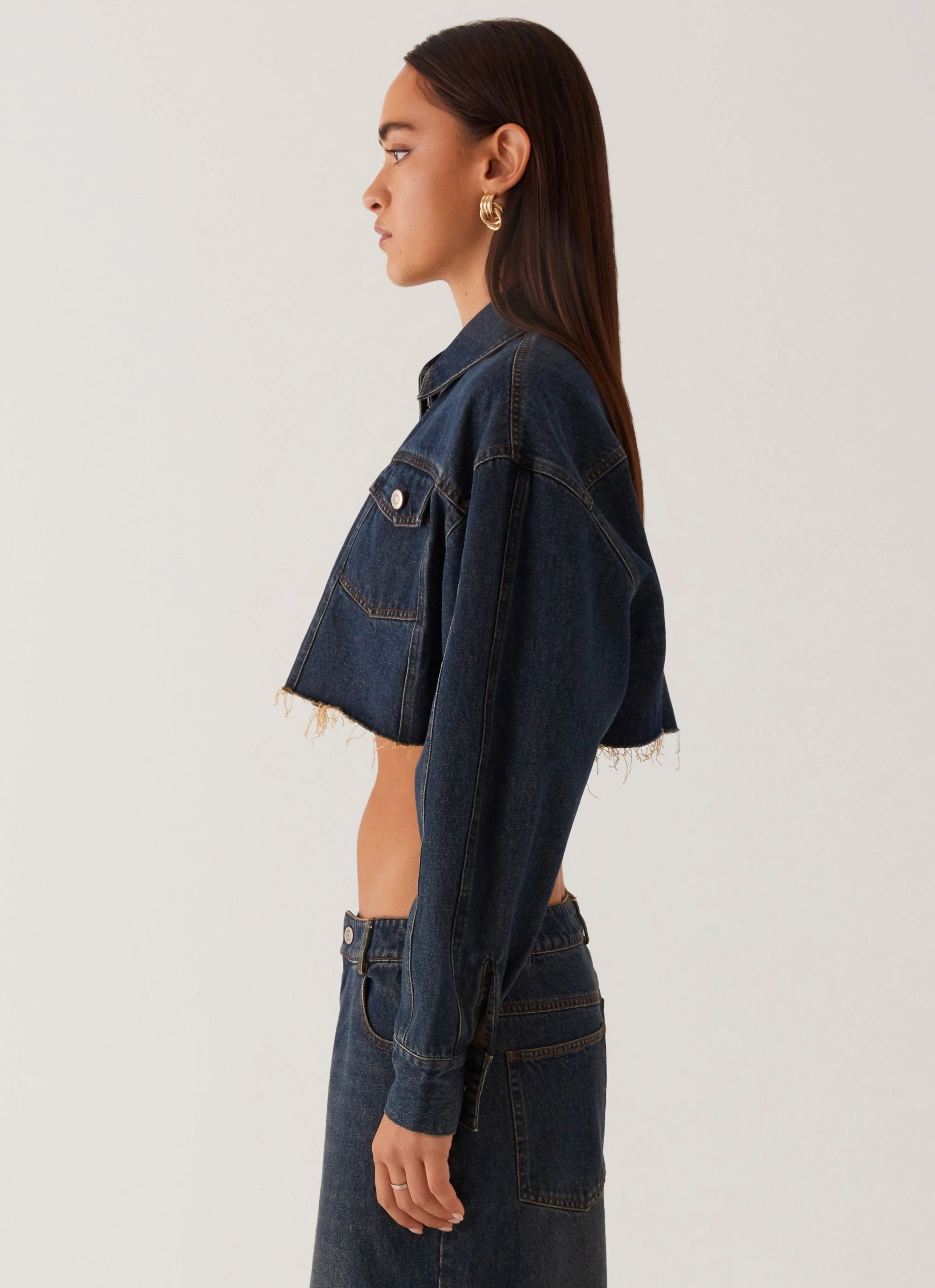 Colorado Cropped Jacket - Blue Convertible Silhouette