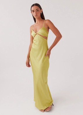Raylie Cut Out Maxi Dress - Chartreuse Reversible-Style Neutral Form