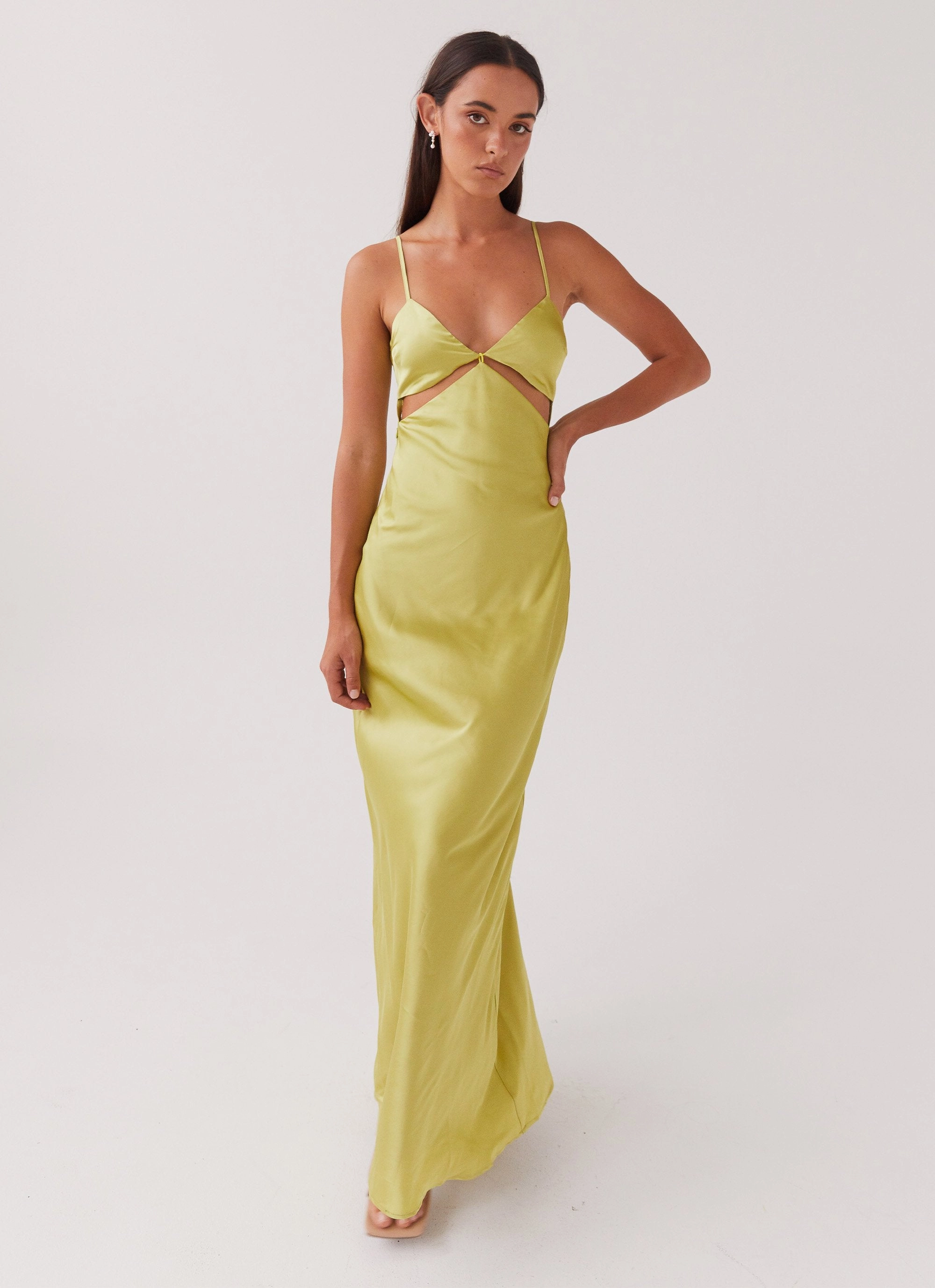 Refined Mood Raylie Cut Out Maxi Dress - Chartreuse