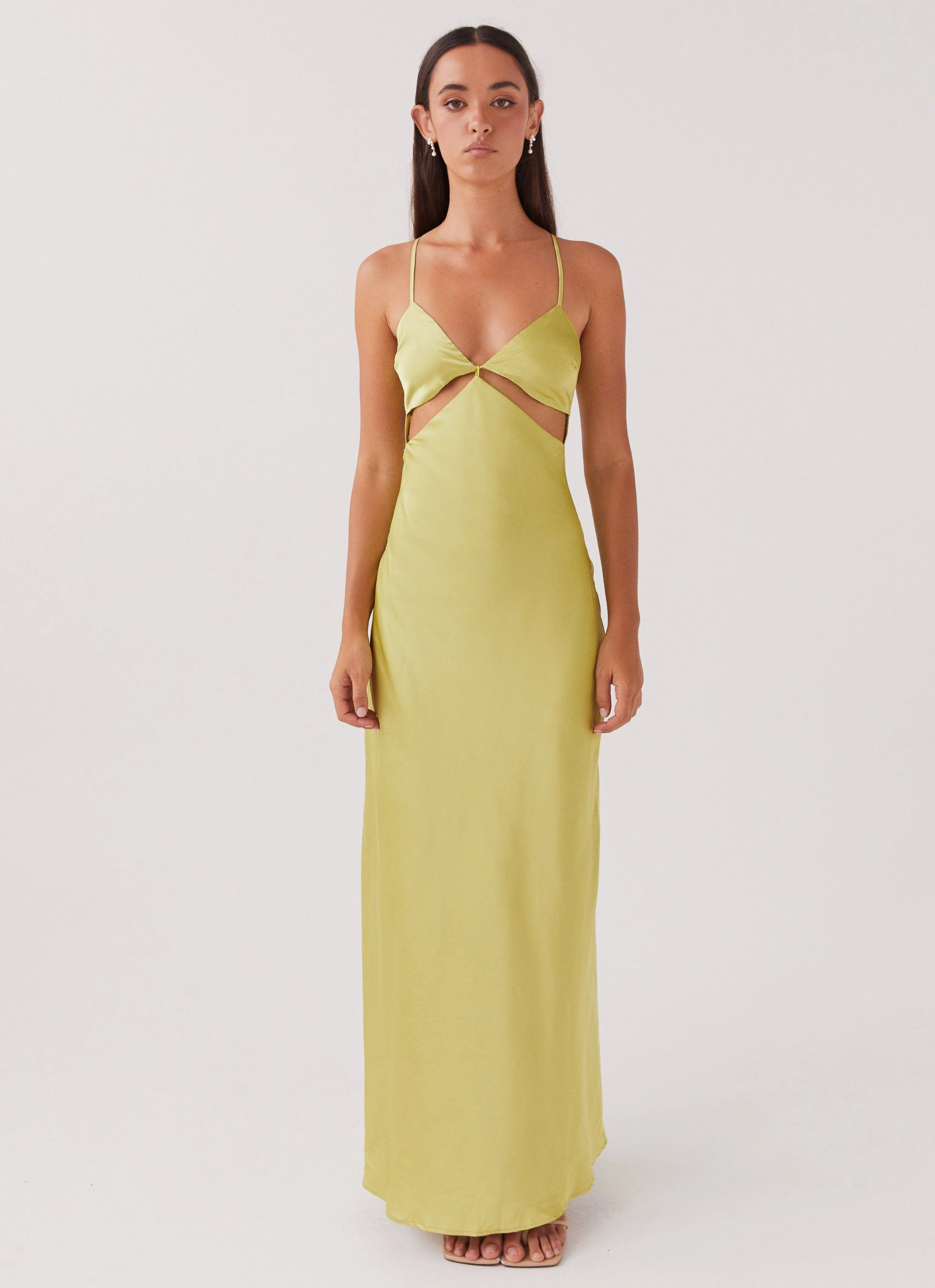 Love Energy Raylie Cut Out Maxi Dress - Chartreuse