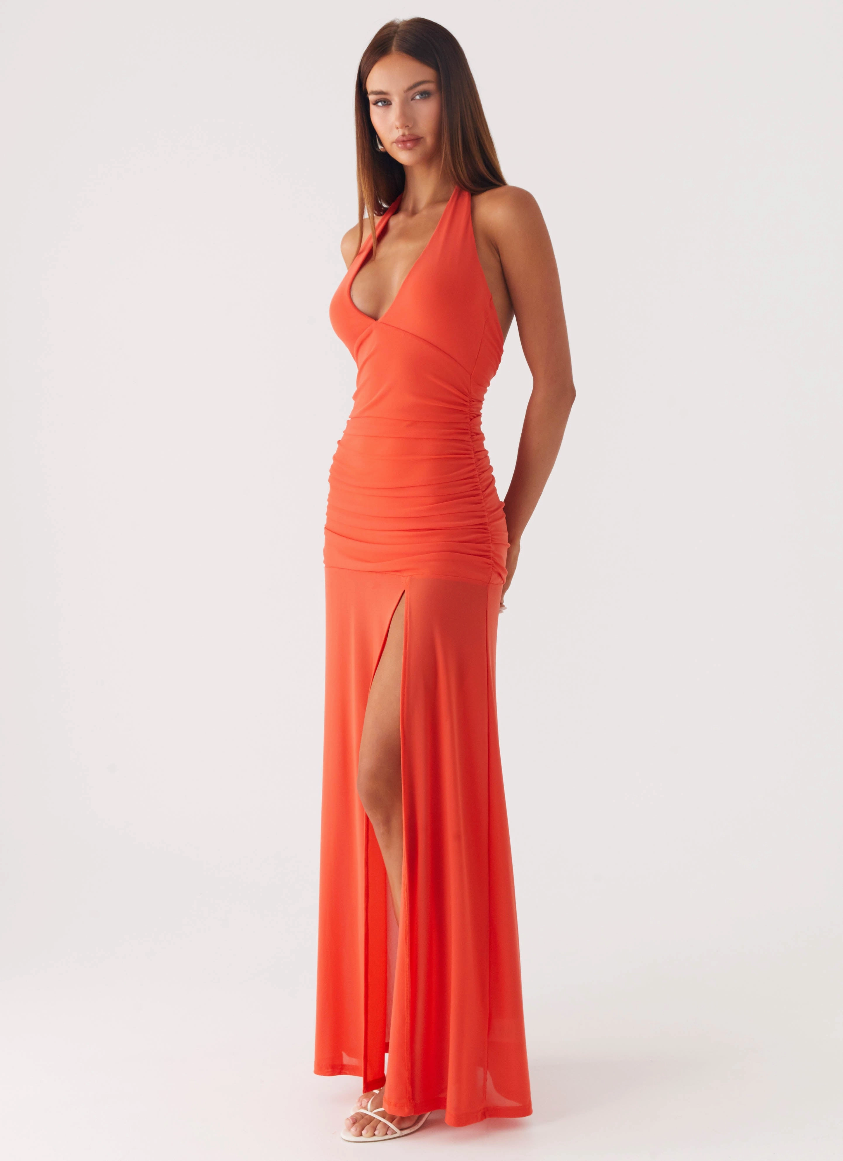 Back Glow Smooth silhouette Island Muse Dress - Coral