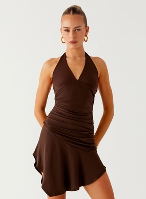 Winter-Season Flattering Layers Colt Mini Dress - Chocolate