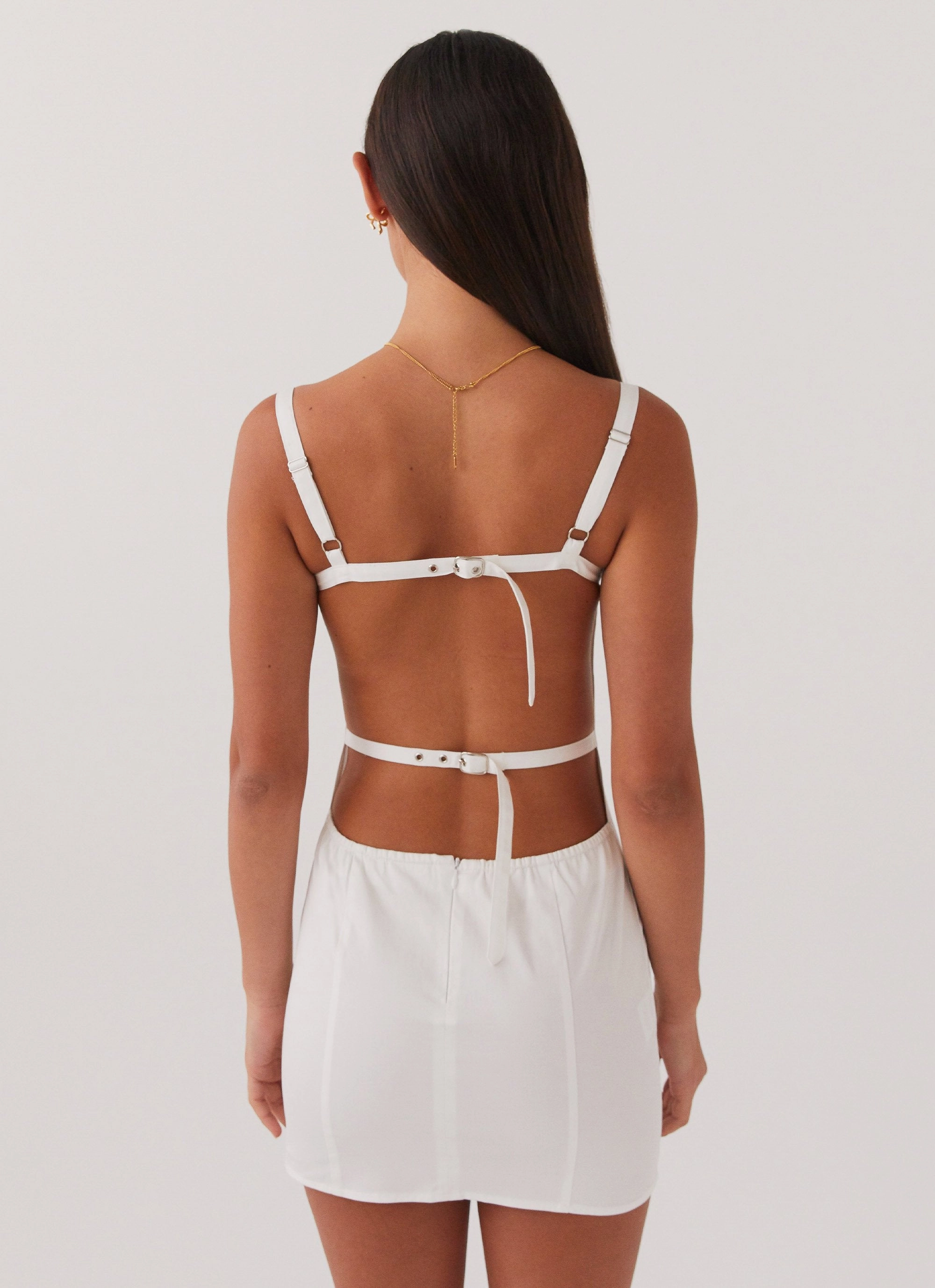 Adjustable-Length Naomi Backless Mini Dress - White
