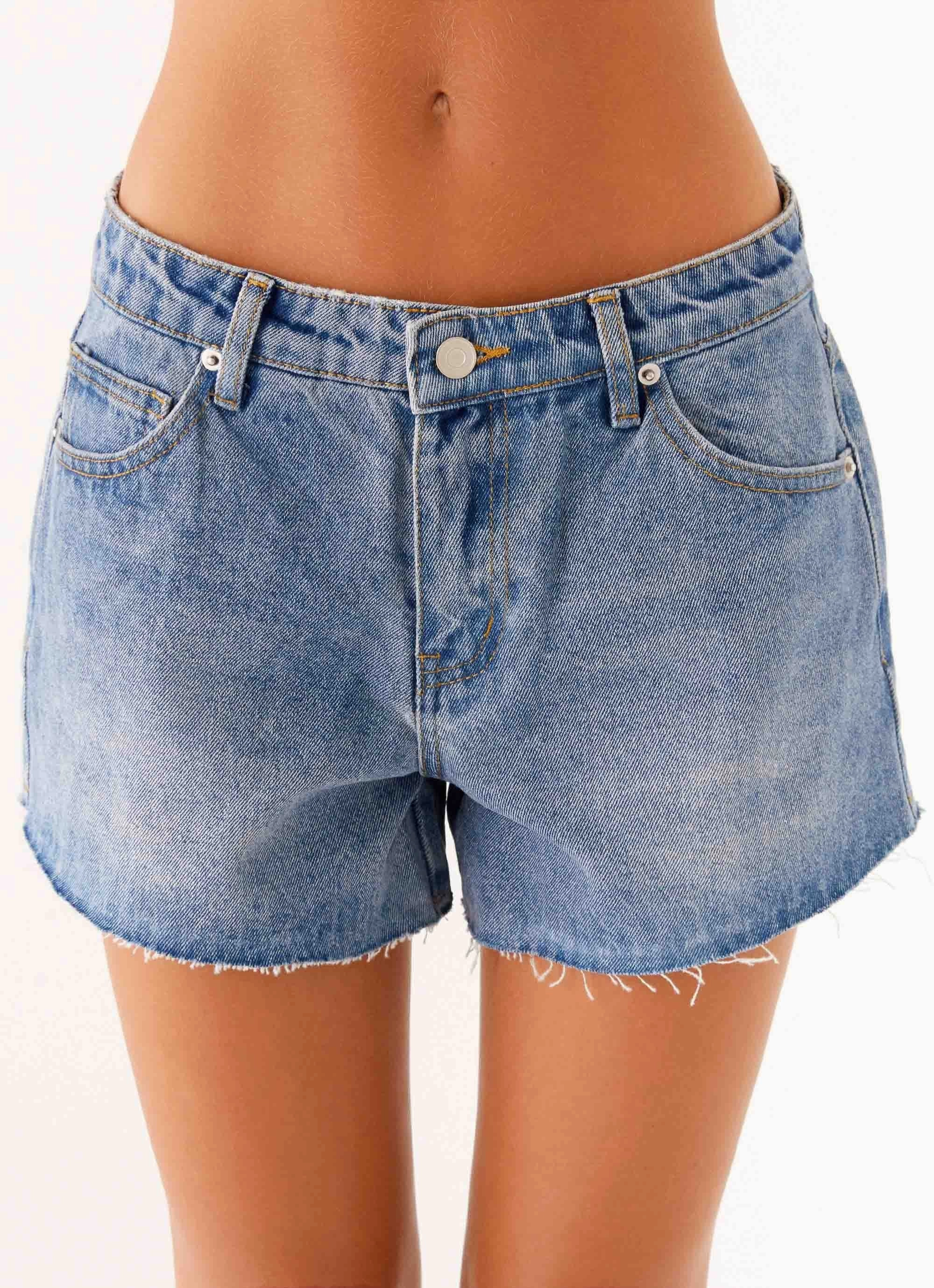 BreathableFabric Davie Low Rise Denim Shorts - Blue