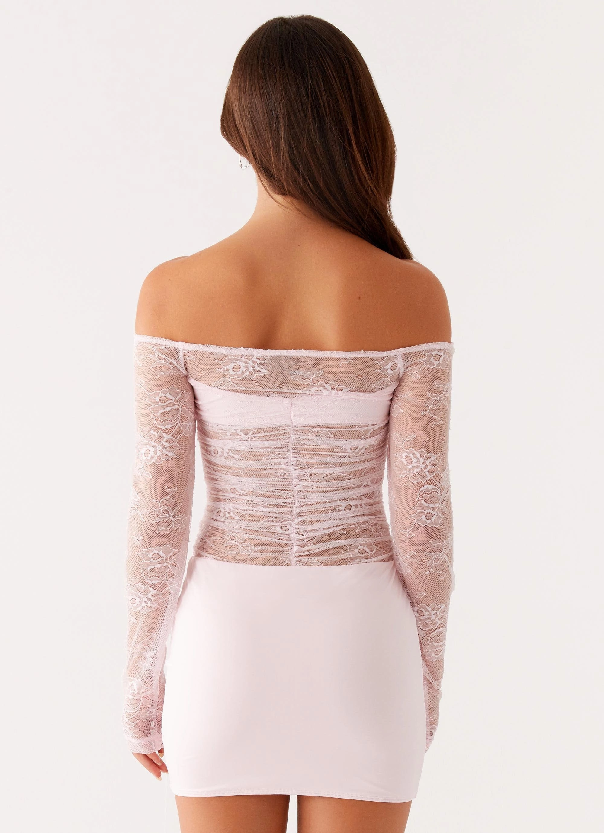 Side-Slit Collide Lace Mini Dress - Pink