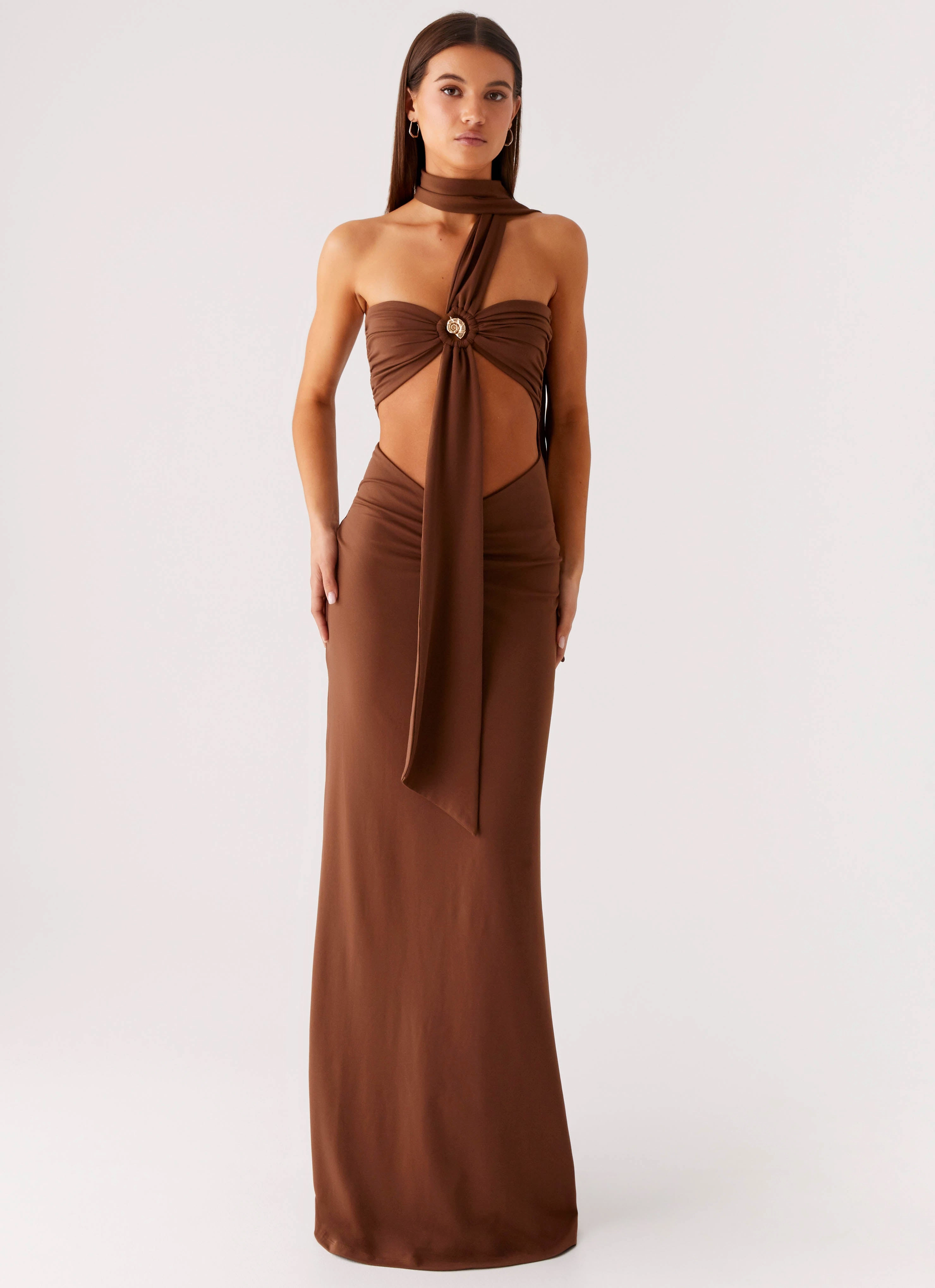 Olive Bloom Maxi Dress - Chocolate Quick Drying