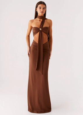 Olive Bloom Maxi Dress - Chocolate Quick Drying
