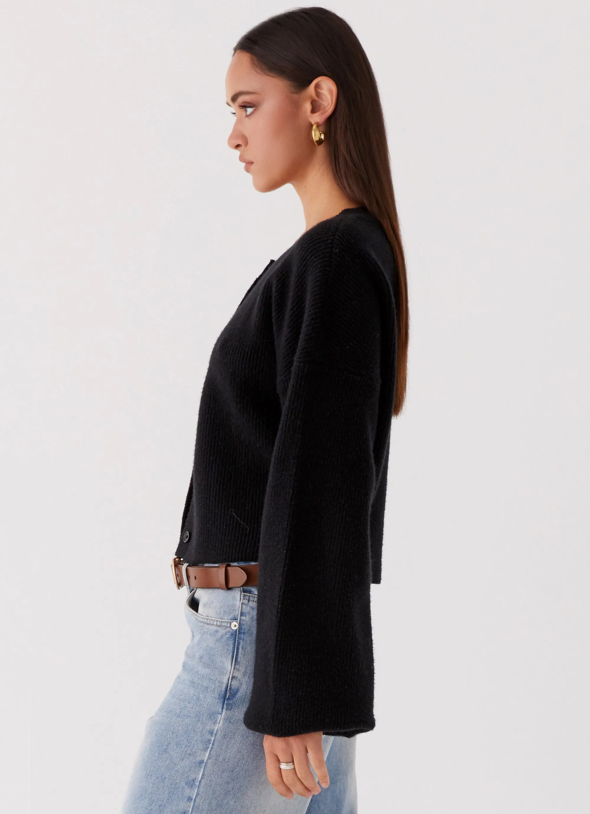 Daphne Knit Cardigan - Black ComfortStretchFit Versatile Shirt