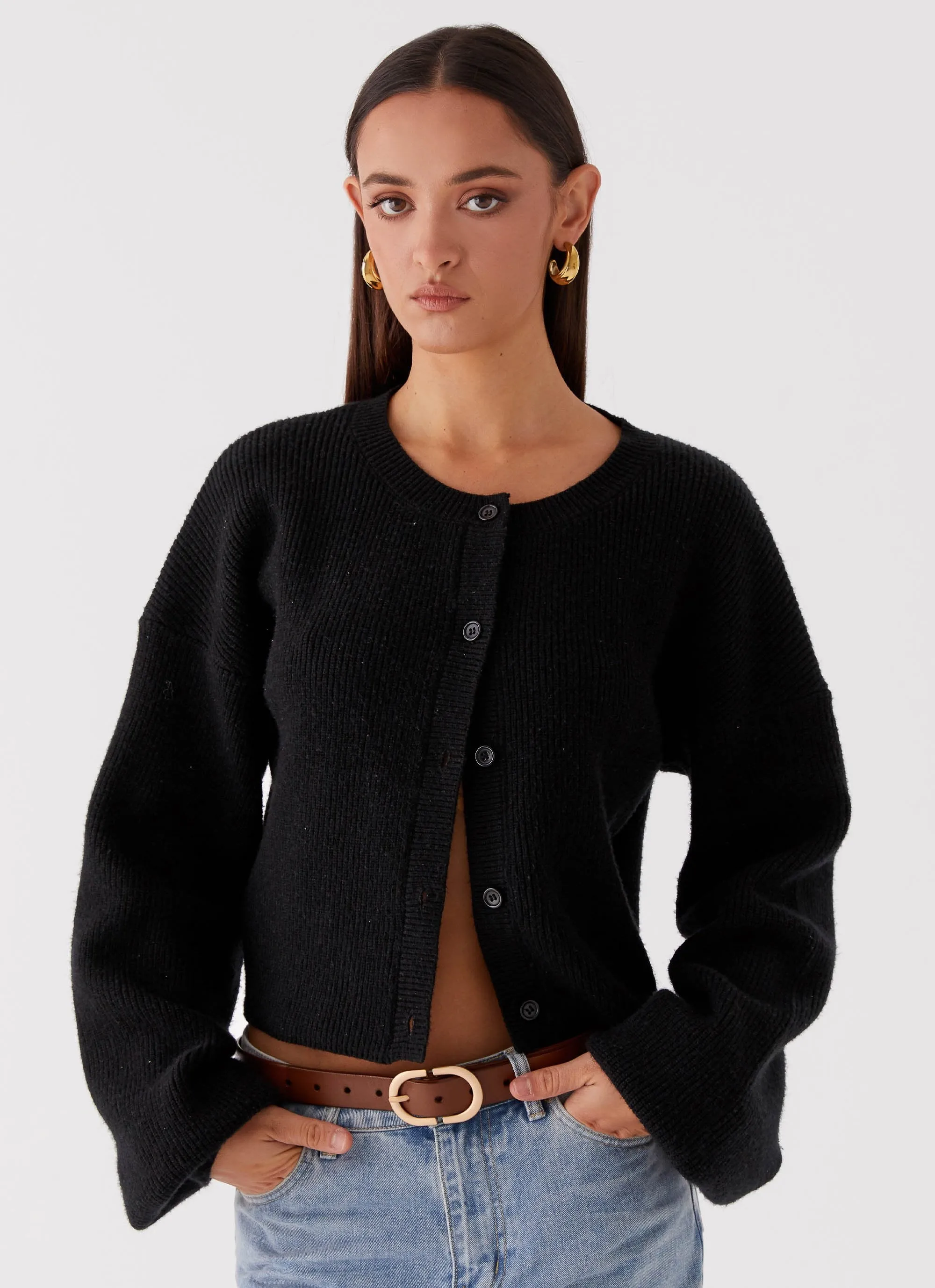 VNeckline OdorResistant Fabric Daphne Knit Cardigan - Black