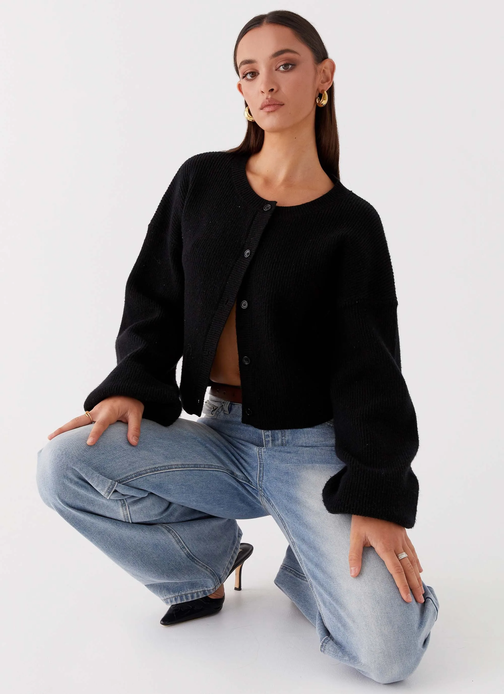 Stretch Fit Daphne Knit Cardigan - Black