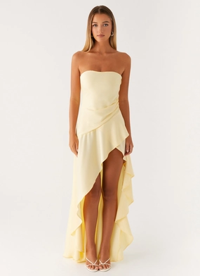 Bodie Maxi Dress - Pastel Yellow Polished Design