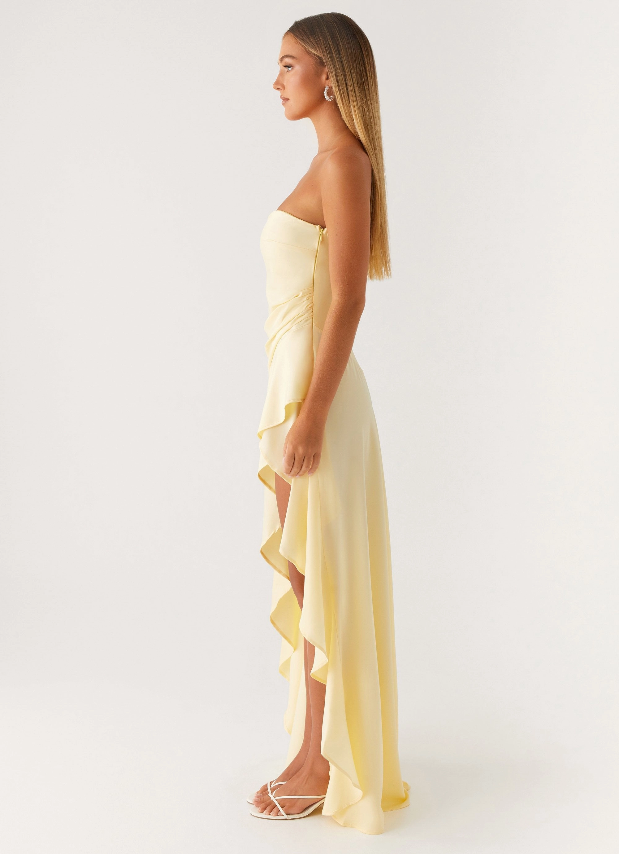 Bodie Maxi Dress - Pastel Yellow Church Proper Textured Surface
